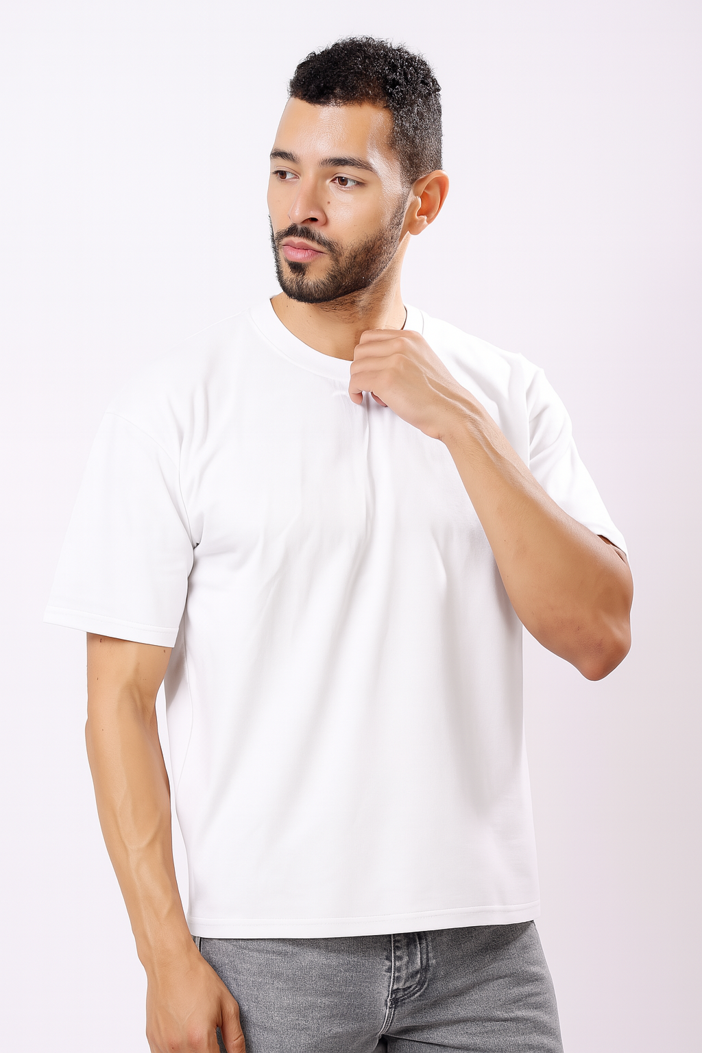 Stylox Men’s Drop Shoulder Round Neck Solid T-Shirt – Oversized Fit, Trendy &amp; Comfortable Casual Wear
