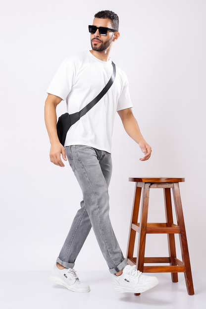 Stylox Men’s Drop Shoulder Round Neck Solid T-Shirt – Oversized Fit, Trendy &amp; Comfortable Casual Wear