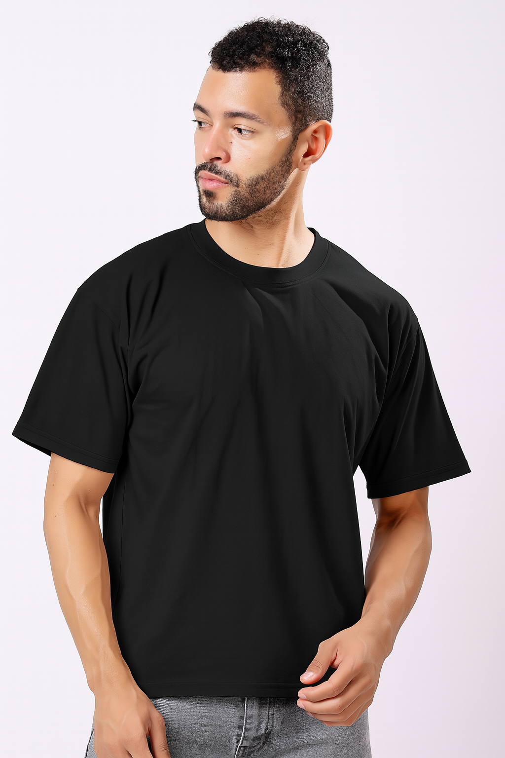Stylox Men’s Drop Shoulder Round Neck Solid T-Shirt – Oversized Fit, Trendy & Comfortable Casual Wear - Stylox