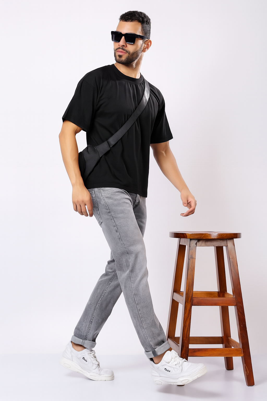 Stylox Men’s Drop Shoulder Round Neck Solid T-Shirt – Oversized Fit, Trendy &amp; Comfortable Casual Wear