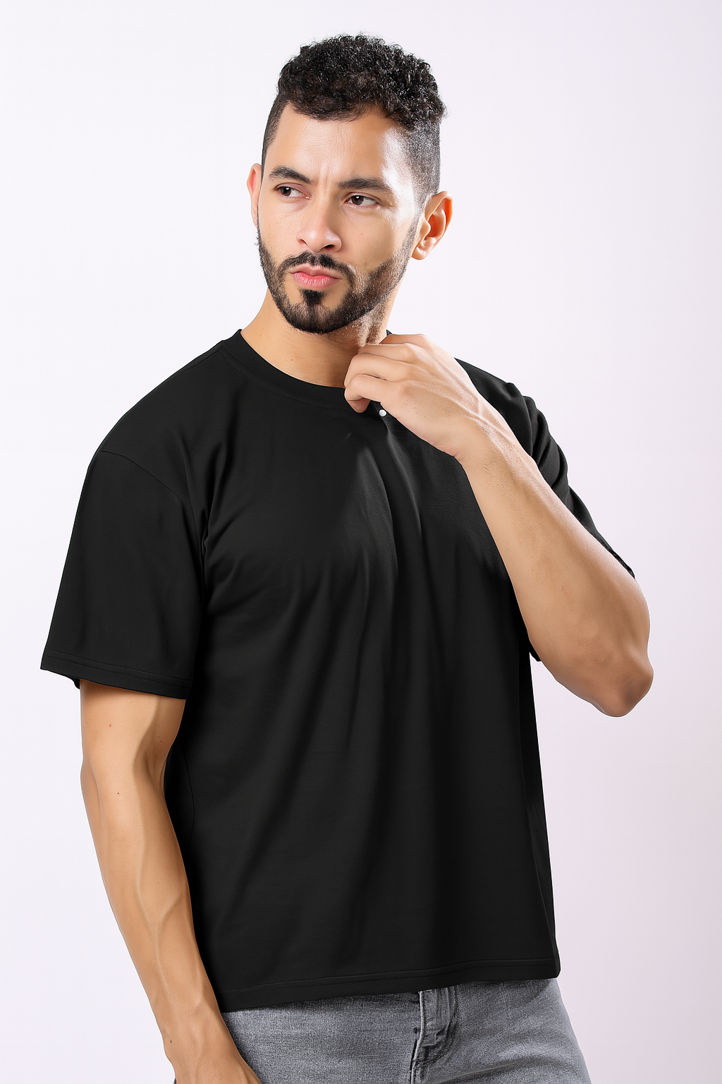 Stylox Men’s Drop Shoulder Round Neck Solid T-Shirt – Oversized Fit, Trendy &amp; Comfortable Casual Wear