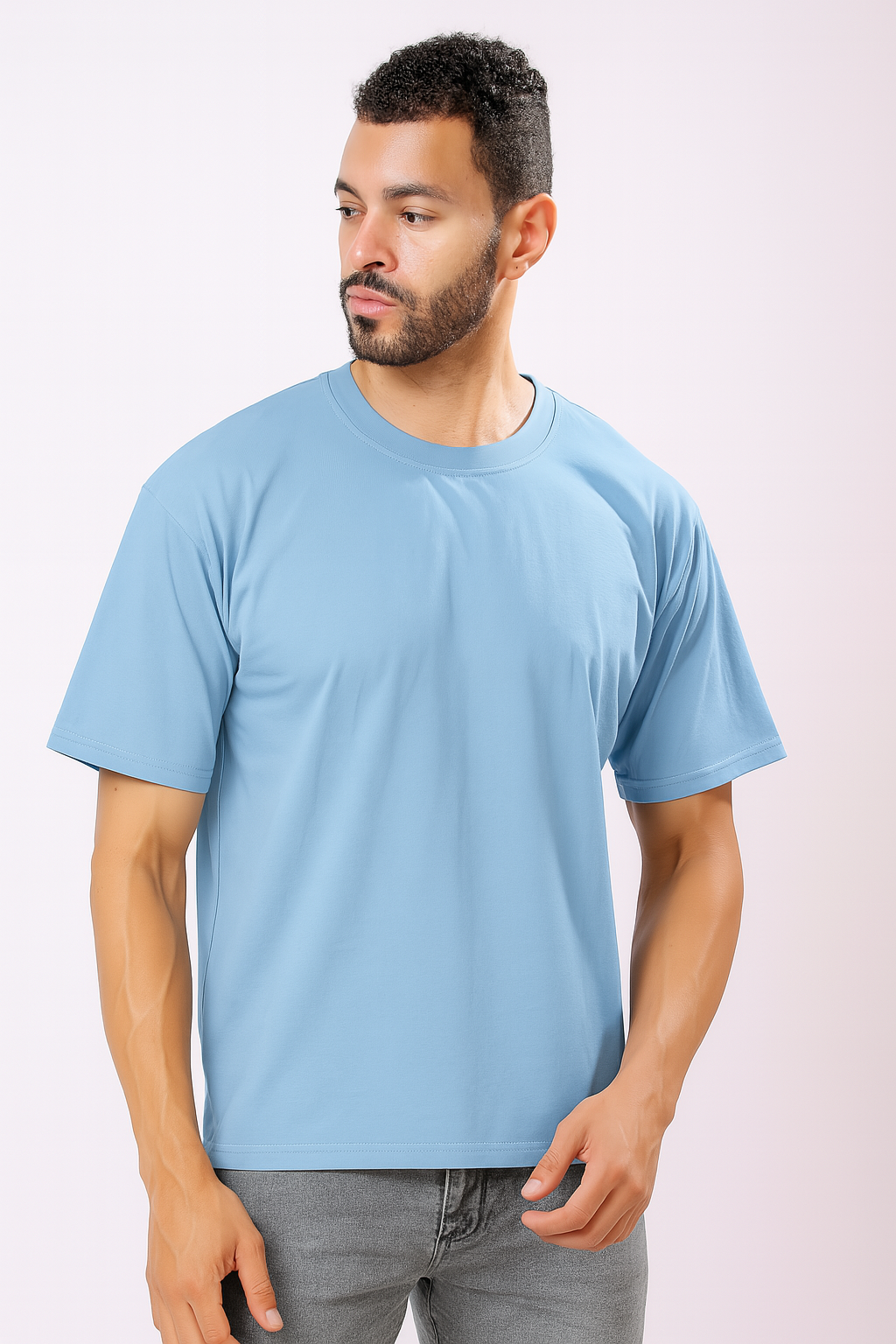 Stylox Men’s Drop Shoulder Round Neck Solid T-Shirt – Oversized Fit, Trendy &amp; Comfortable Casual Wear