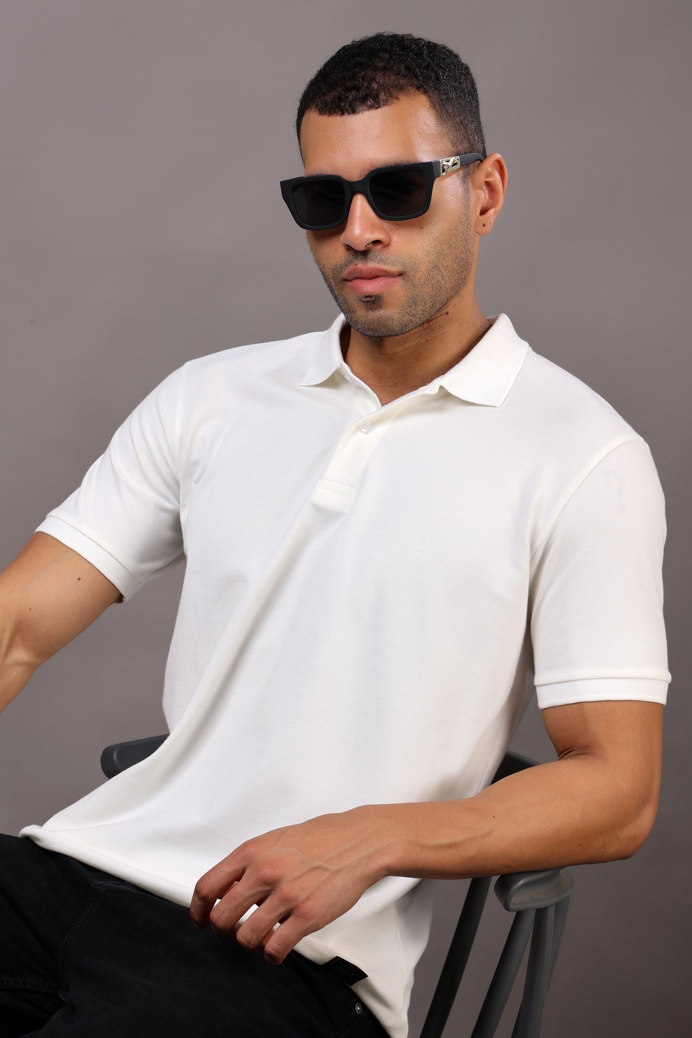 Stylox Men’s Polo Collar Solid T-Shirt - Soft, Breathable &amp; Everyday Wear