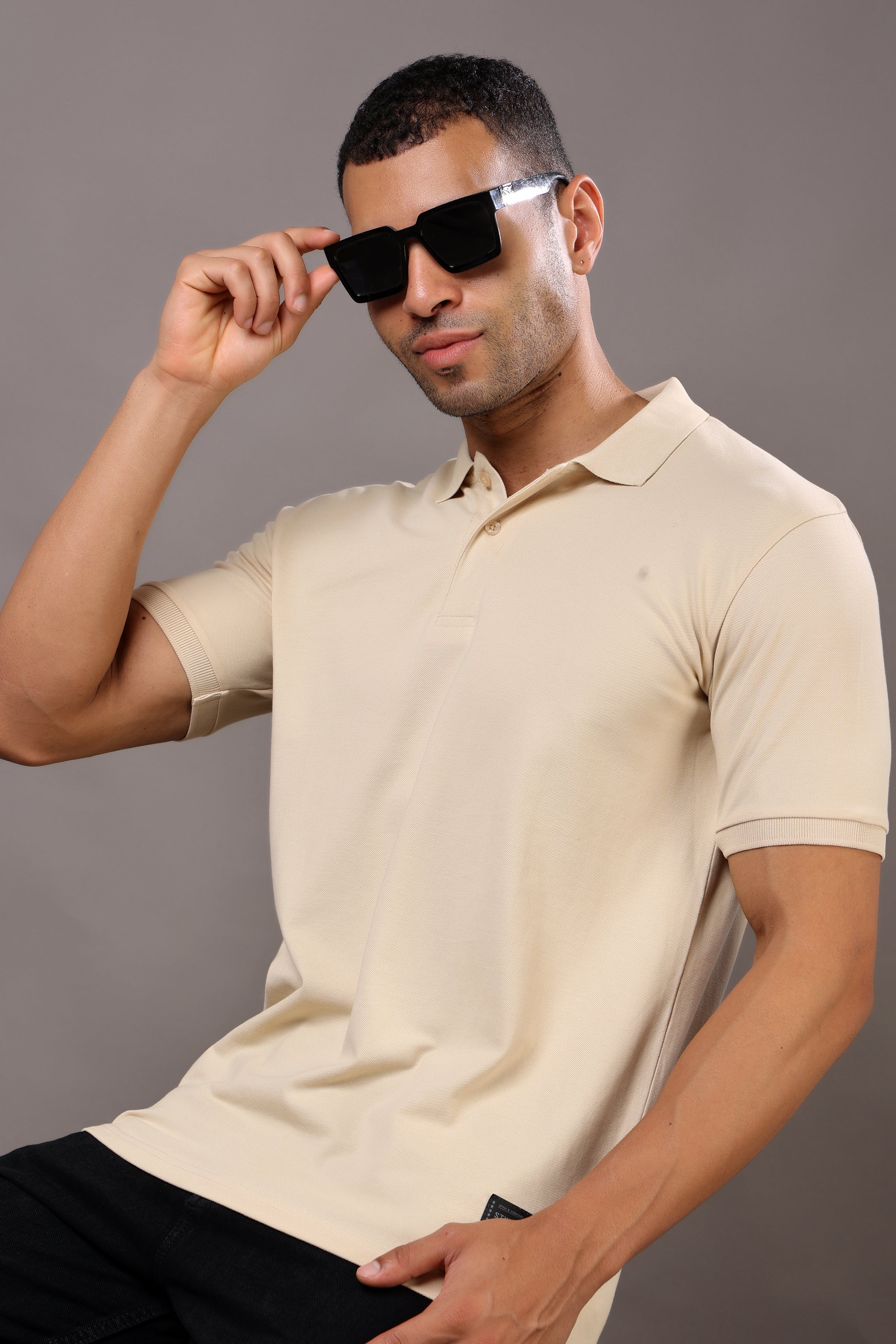 Stylox Men’s Polo Collar Solid T-Shirt - Soft, Breathable &amp; Everyday Wear