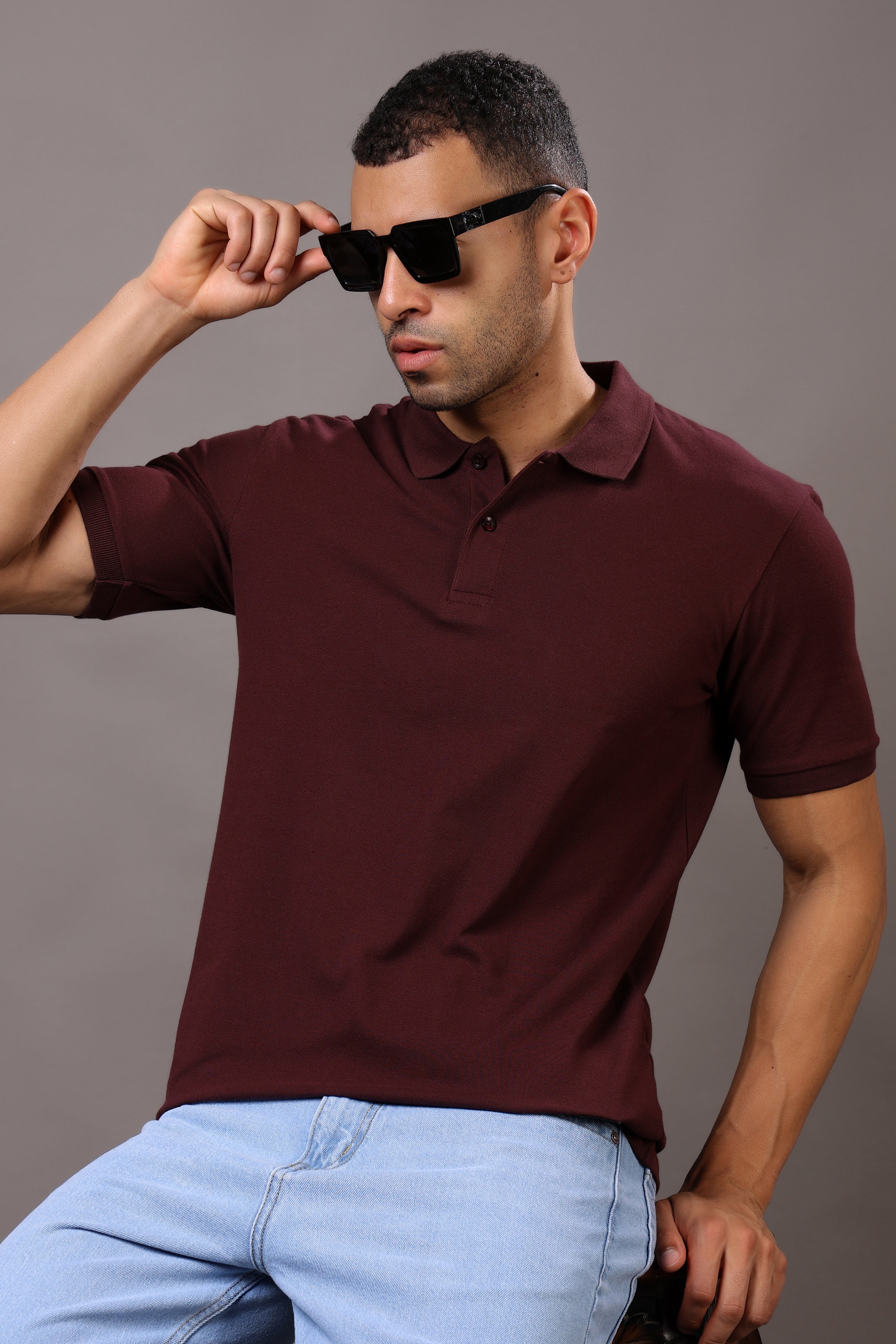 Stylox Men’s Polo Collar Solid T-Shirt - Soft, Breathable & Everyday Wear - Stylox