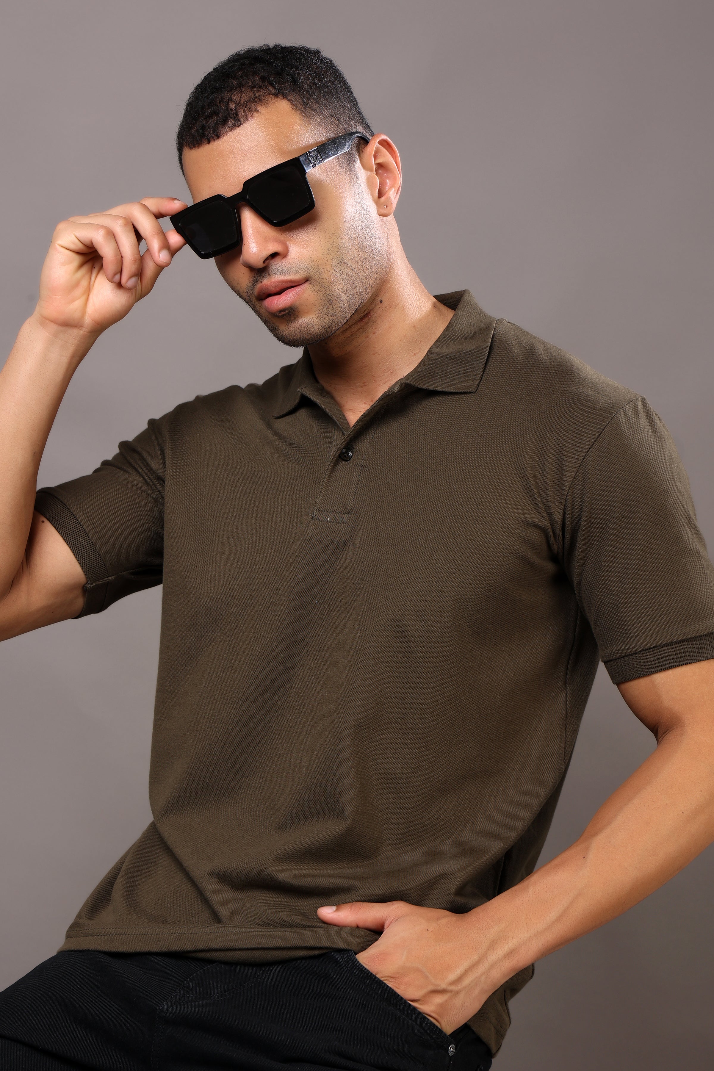 Stylox Men’s Polo Collar Solid T-Shirt - Soft, Breathable &amp; Everyday Wear