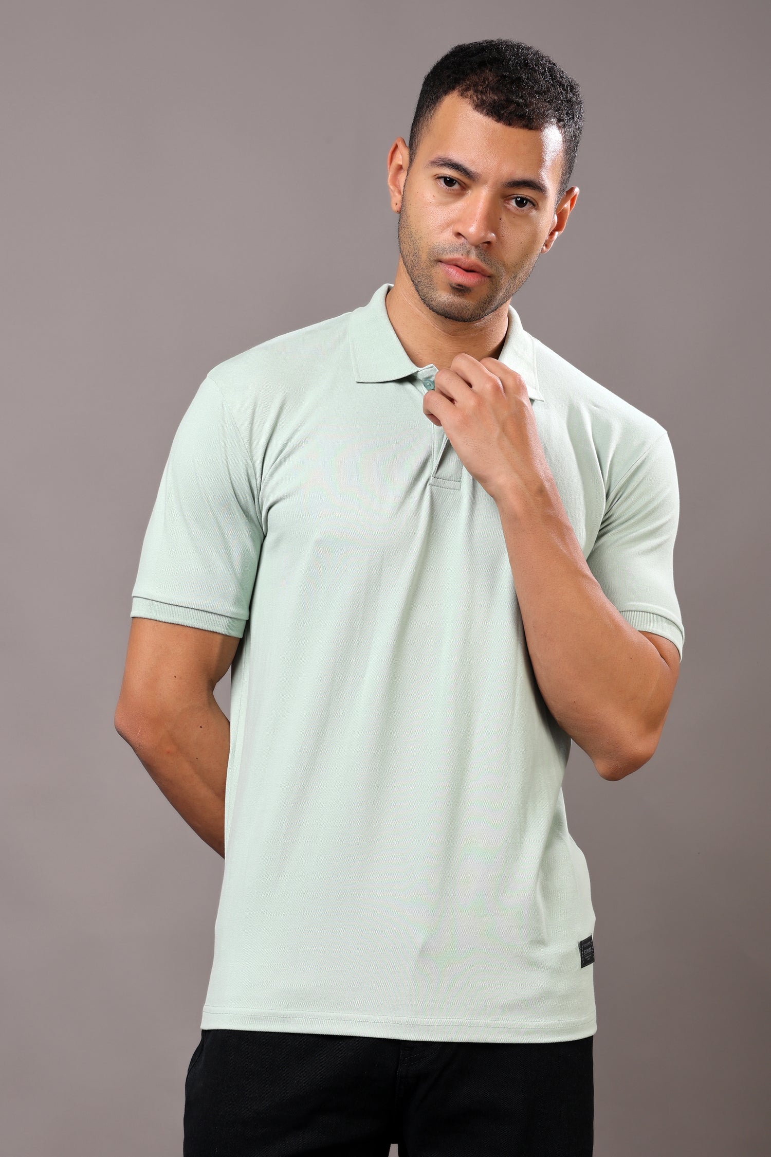 Stylox Men’s Polo Collar Solid T-Shirt - Soft, Breathable &amp; Everyday Wear