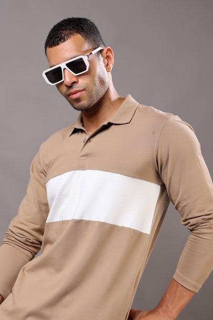 Stylox Men’s Long Sleeve Polo T-Shirt with Cut &amp; Sew Design
