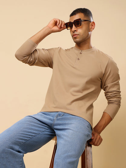 Stylox Men’s Henley Neck Full Sleeve Solid T-Shirt – Casual &amp; Stylish Everyday Wear