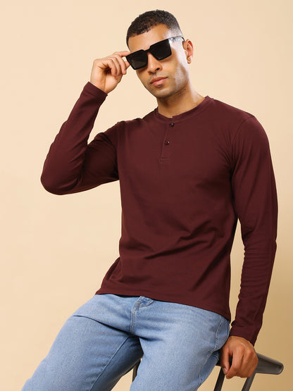 Stylox Men’s Henley Neck Full Sleeve Solid T-Shirt – Casual &amp; Stylish Everyday Wear