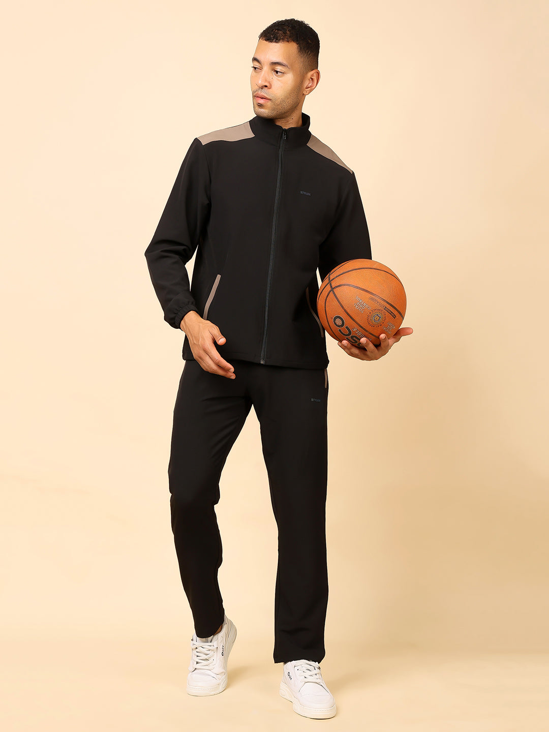Stylox Men’s Solid Tracksuit | Full Zip High Neck Jacket & Jogger Pants Set - Stylox