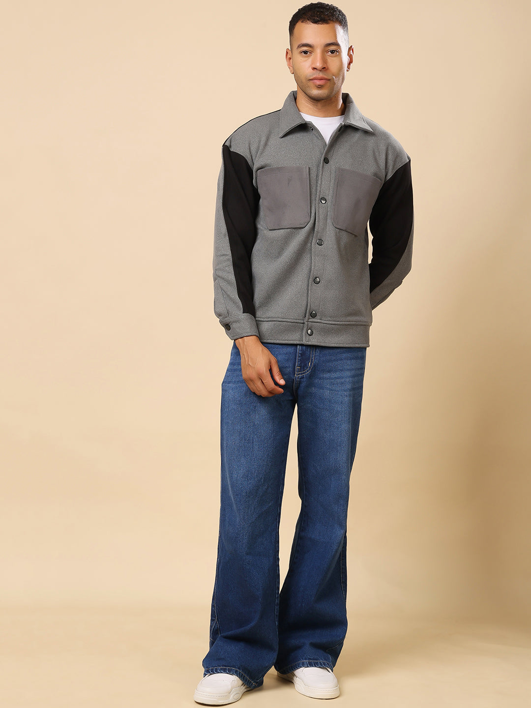 Stylox Men’s Shacket with Button Closure – Stylish Jacket for Every Season
