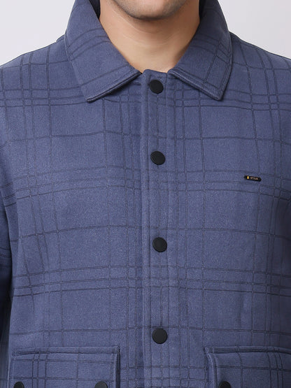 Stylox Men’s Checkered Winter Shacket – Warm Button-Down Fleece Jacket with Utility Pockets