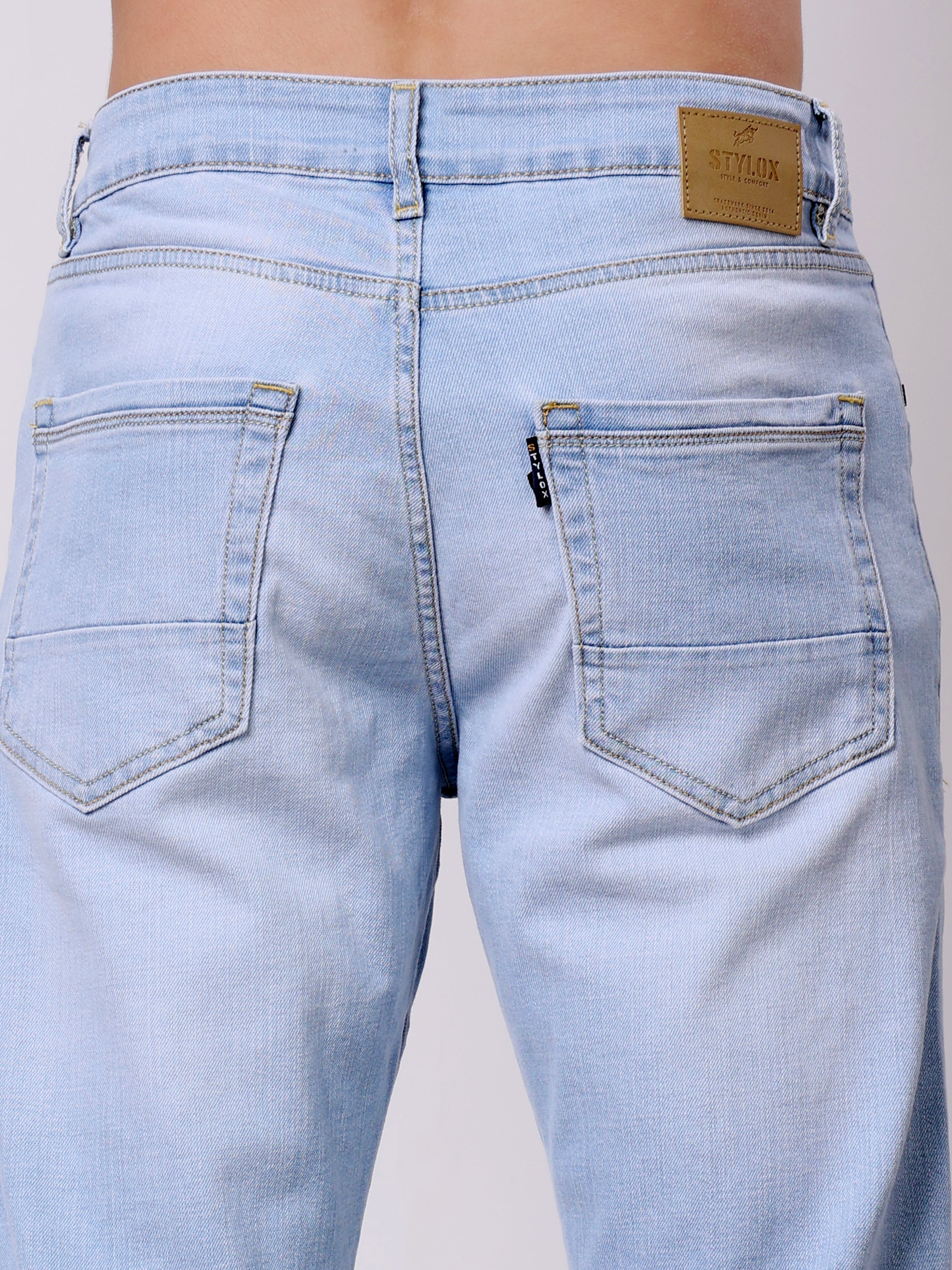 Stylox Men’s Stretchable Slim Fit Mid-Rise Casual Denim Jeans - Stylox