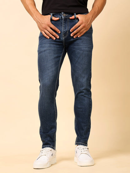 Stylox Men’s Ankle Fit Washed Jeans | Stretchable Denim Jeans for Men | Stylish Tapered Fit Casual Jeans