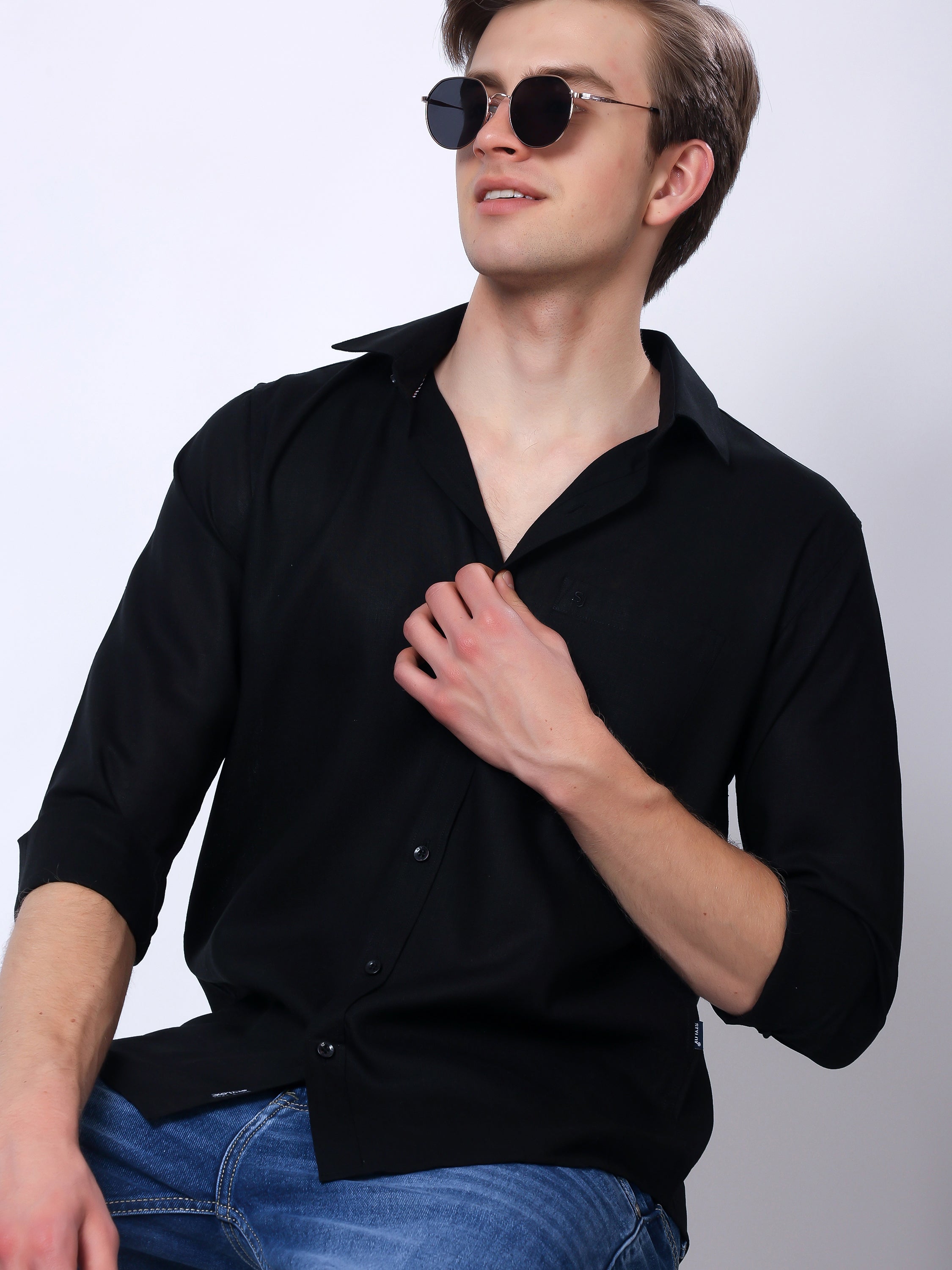 Stylox Men’s Regular Fit Full Sleeve Solid Casual Shirt - Stylox