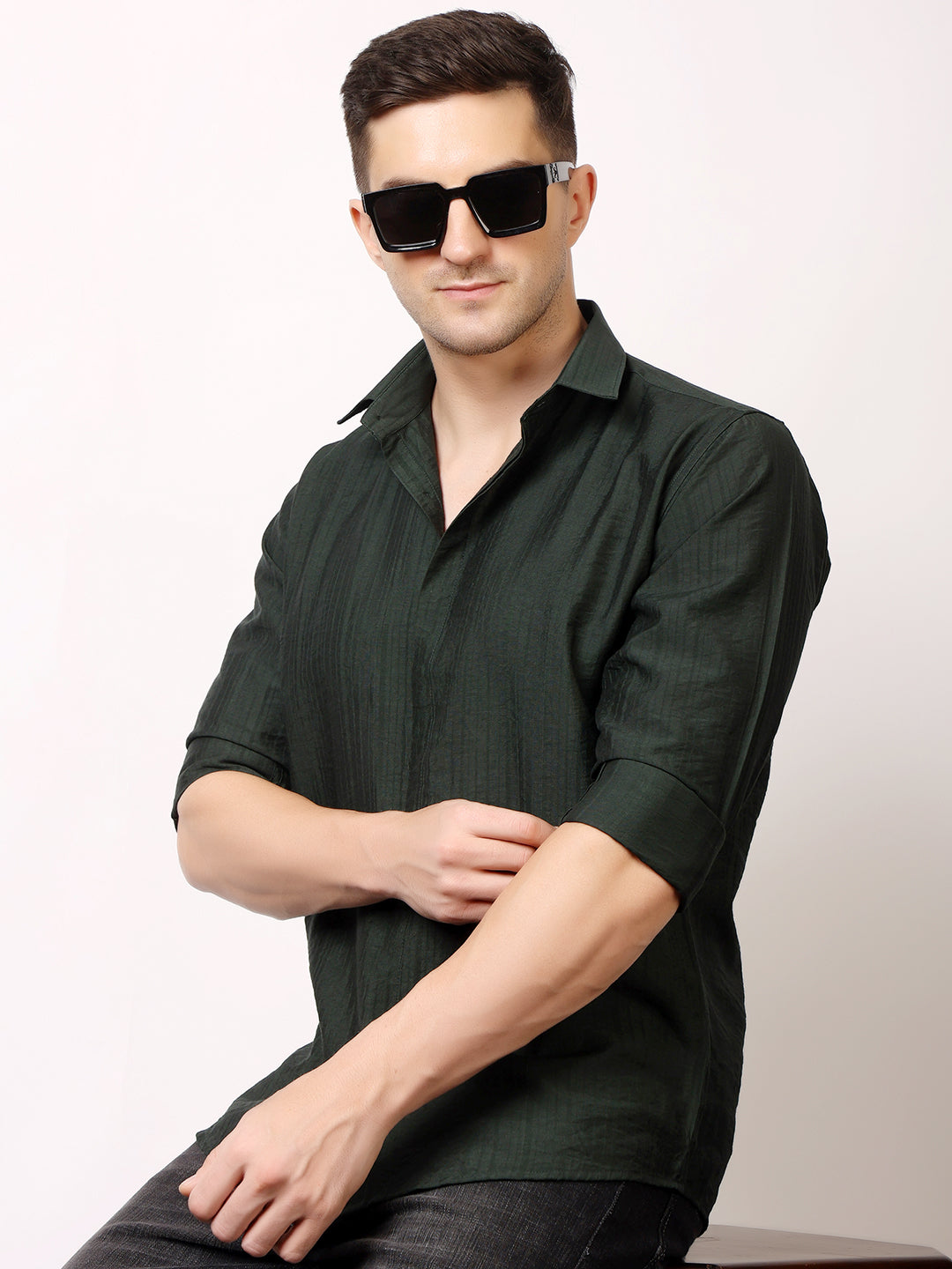 Stylox Men's Regular Fit Solid Full Sleeve Casual Shirt – Soft Cotton Blend, Comfortable & Stylish Everyday Wear - Stylox