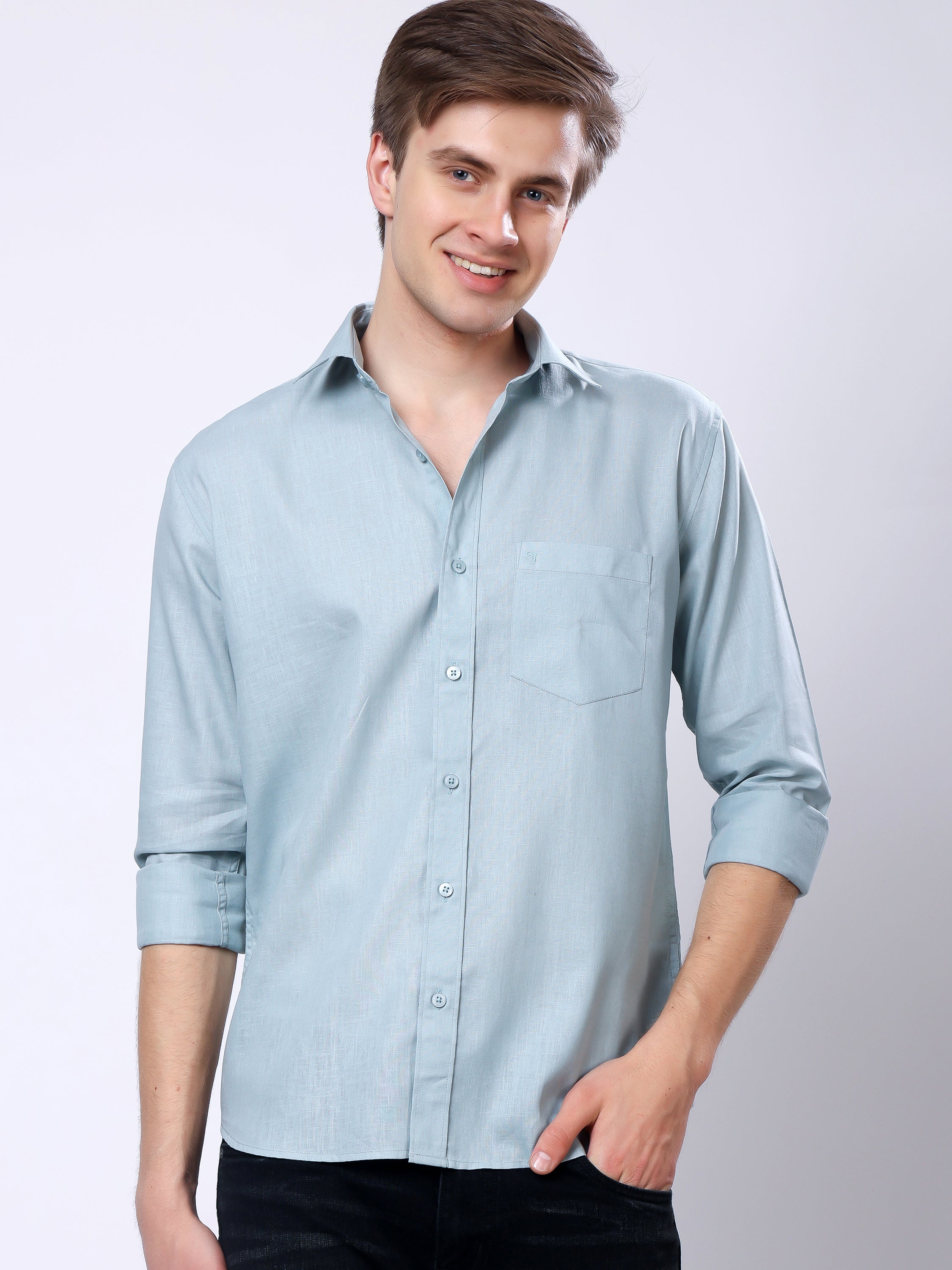 Stylox Men’s Regular Fit Full Sleeve Solid Casual Shirt - Stylox
