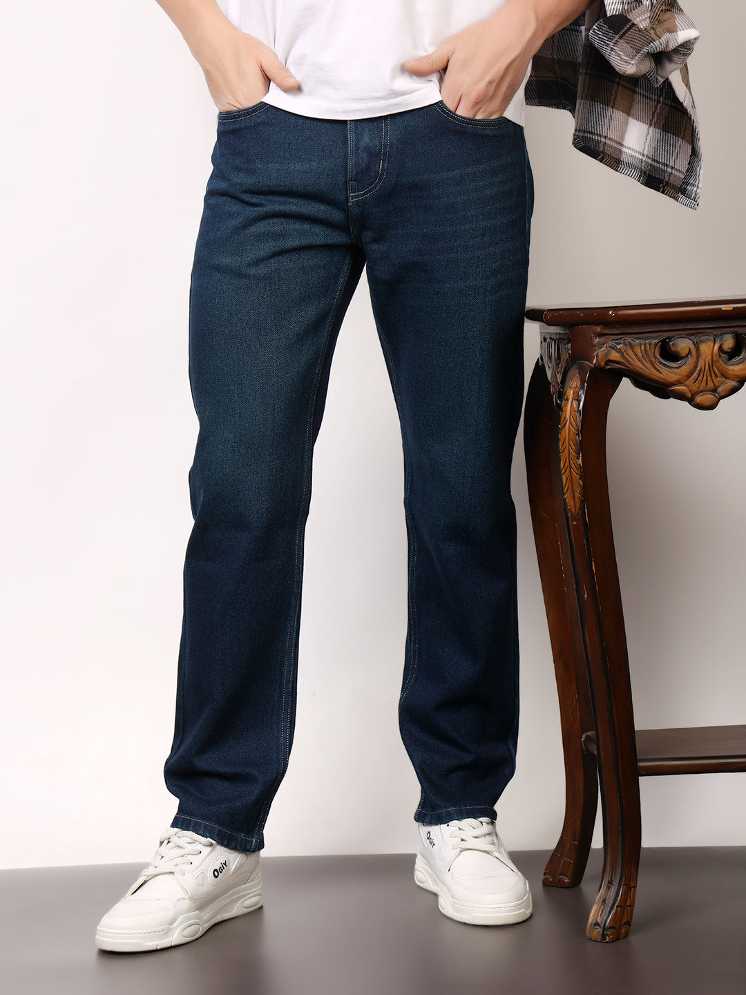 Stylox Men’s Relaxed Fit Solid Jeans | Comfortable Denim Casual Wear for Everyday Style (Blue) - Stylox