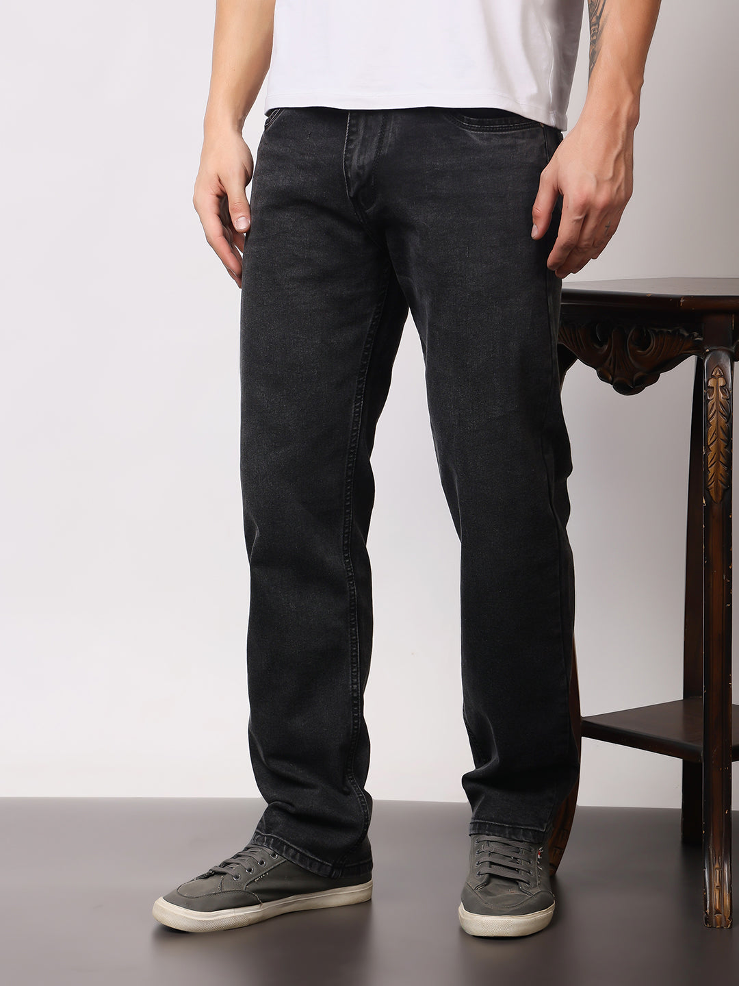 Stylox Men’s Comfort Fit Solid Jeans | Premium Stretchable Plain Denim Jeans for Men | Mid-Rise Relaxed Fit Jeans - Stylox
