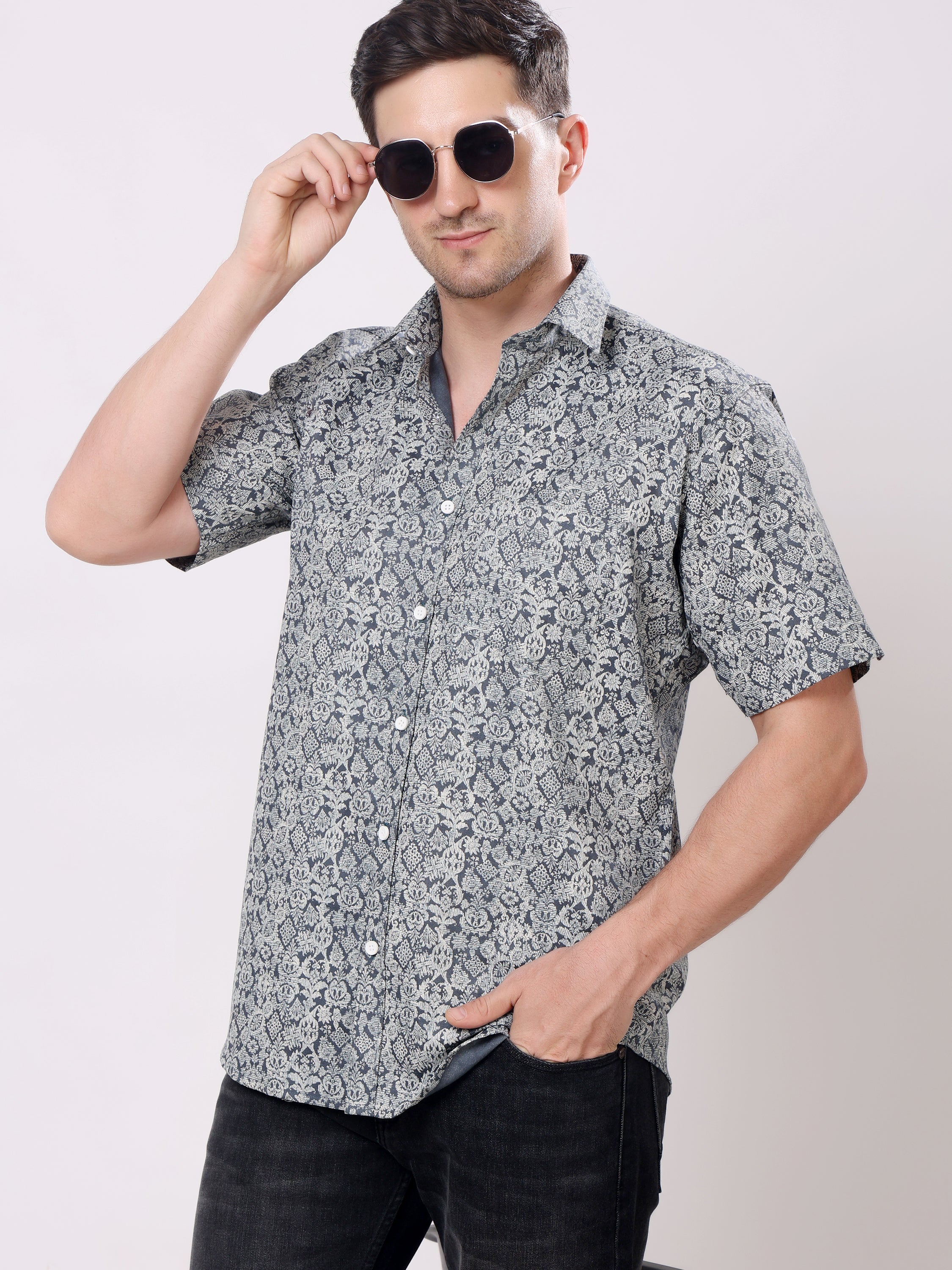Stylox Men’s Regular Fit Half Sleeve Floral Printed Casual Stylish Summer Shirt - Stylox