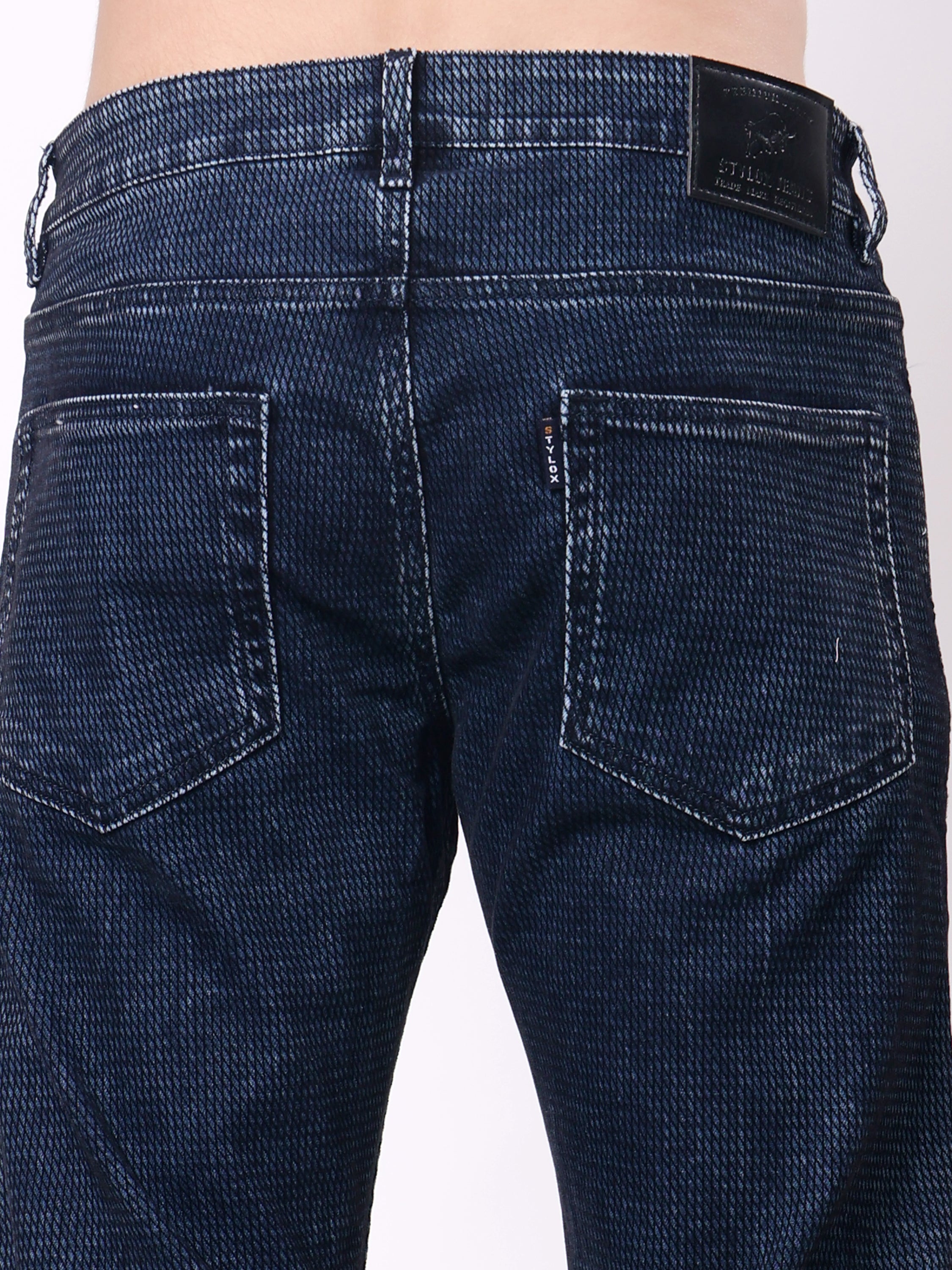 Stylox Men’s Premium Stretchable Comfort Fit Textured Denim Jeans - Stylox