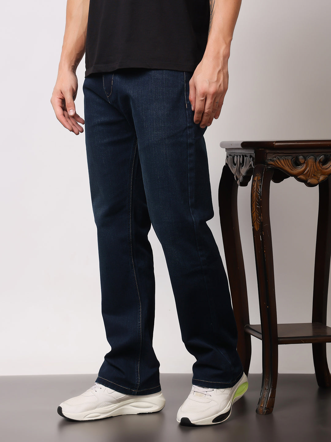 Stylox Men’s Bootcut Fit Stretchable Mid Rise Solid Denim Jeans - Stylox