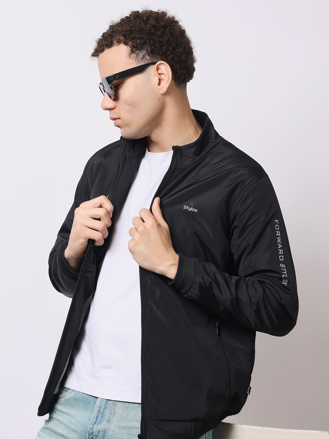 Stylox Men’s High-Neck Winter Jacket – Lightweight Windcheater with Warm Lining & Full-Zip Closure