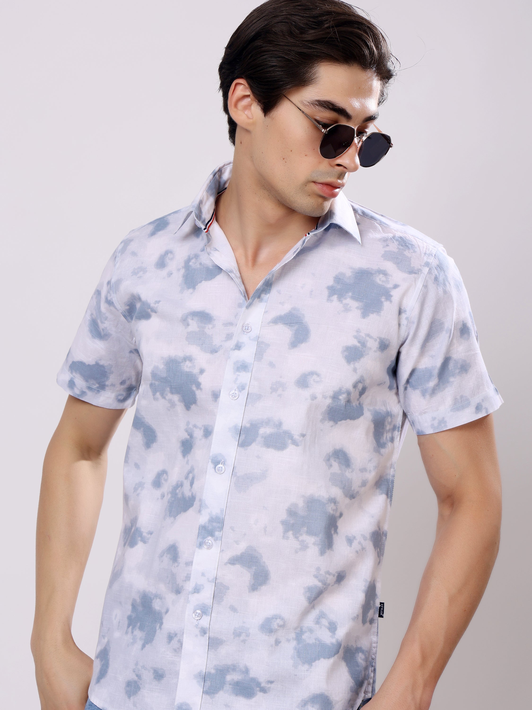 Stylox Men’s Regular Fit Half Sleeve Stylish Tie-Dye Printed Casual Shirt - Stylox