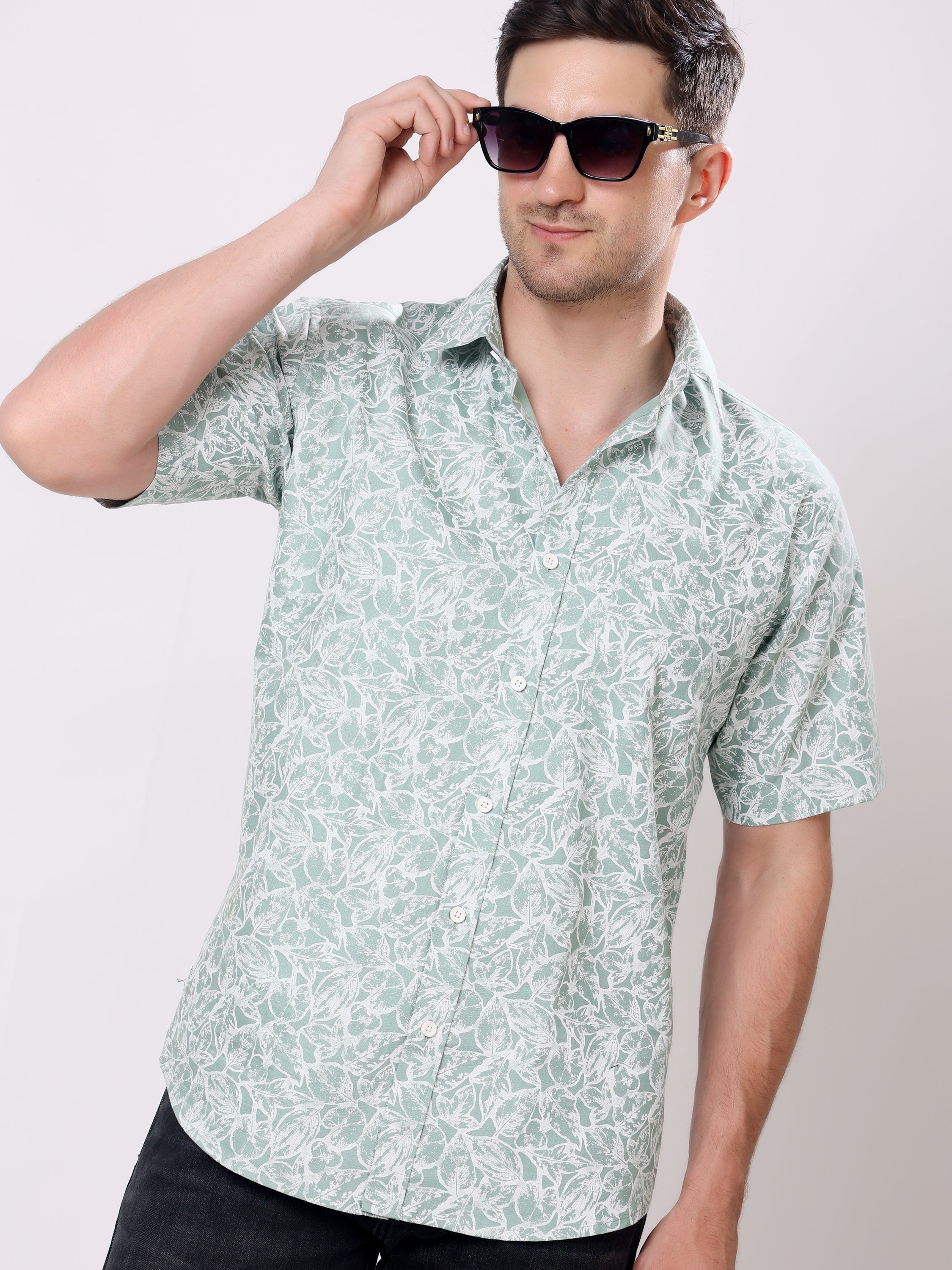 Stylox Men’s Regular Fit Half Sleeve Floral Printed Casual Summer Shirt - Stylox