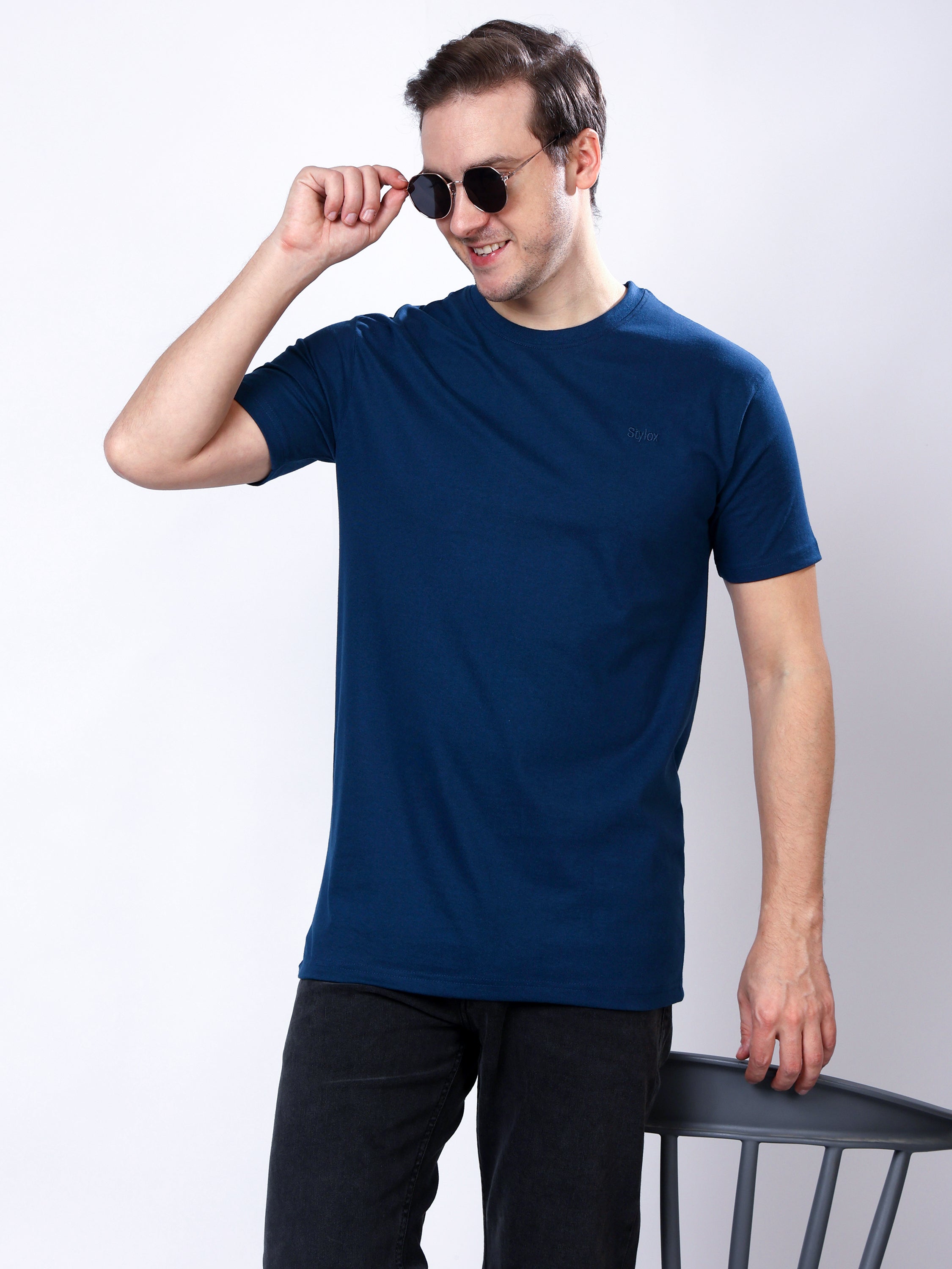 Stylox Men’s Solid Round Neck T-Shirt | Classic Cotton Casual Crew Neck Tee - Stylox