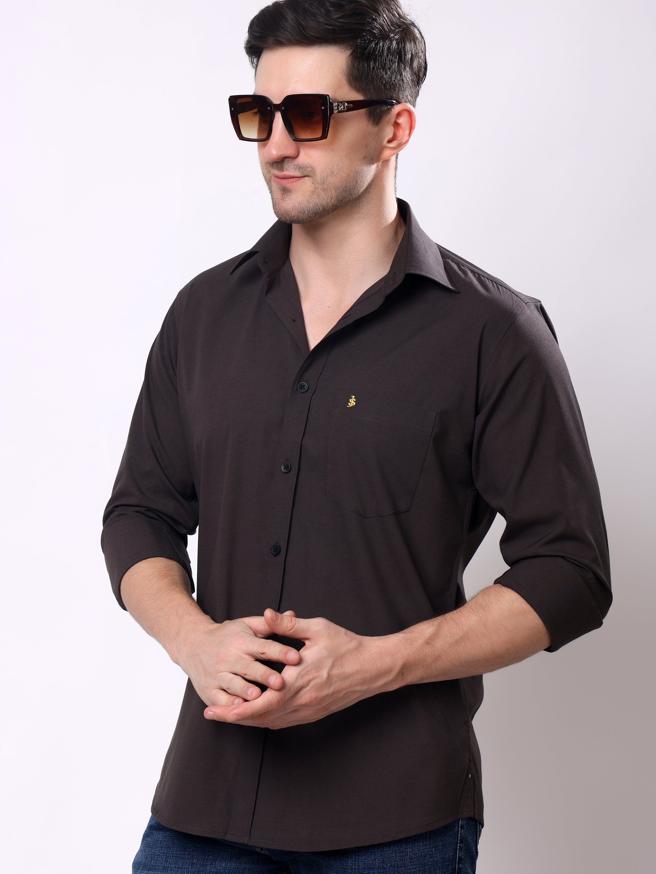 Stylox Men’s Regular Fit Full Sleeve Solid Casual Shirt - Stylox