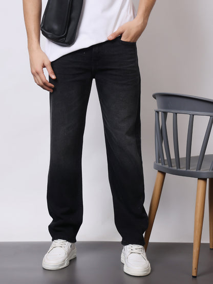 Stylox Men’s Relaxed Fit Dusty Black Jeans | Black Straight Fit Denim for Everyday Casual &amp; Streetwear Style - Stylox