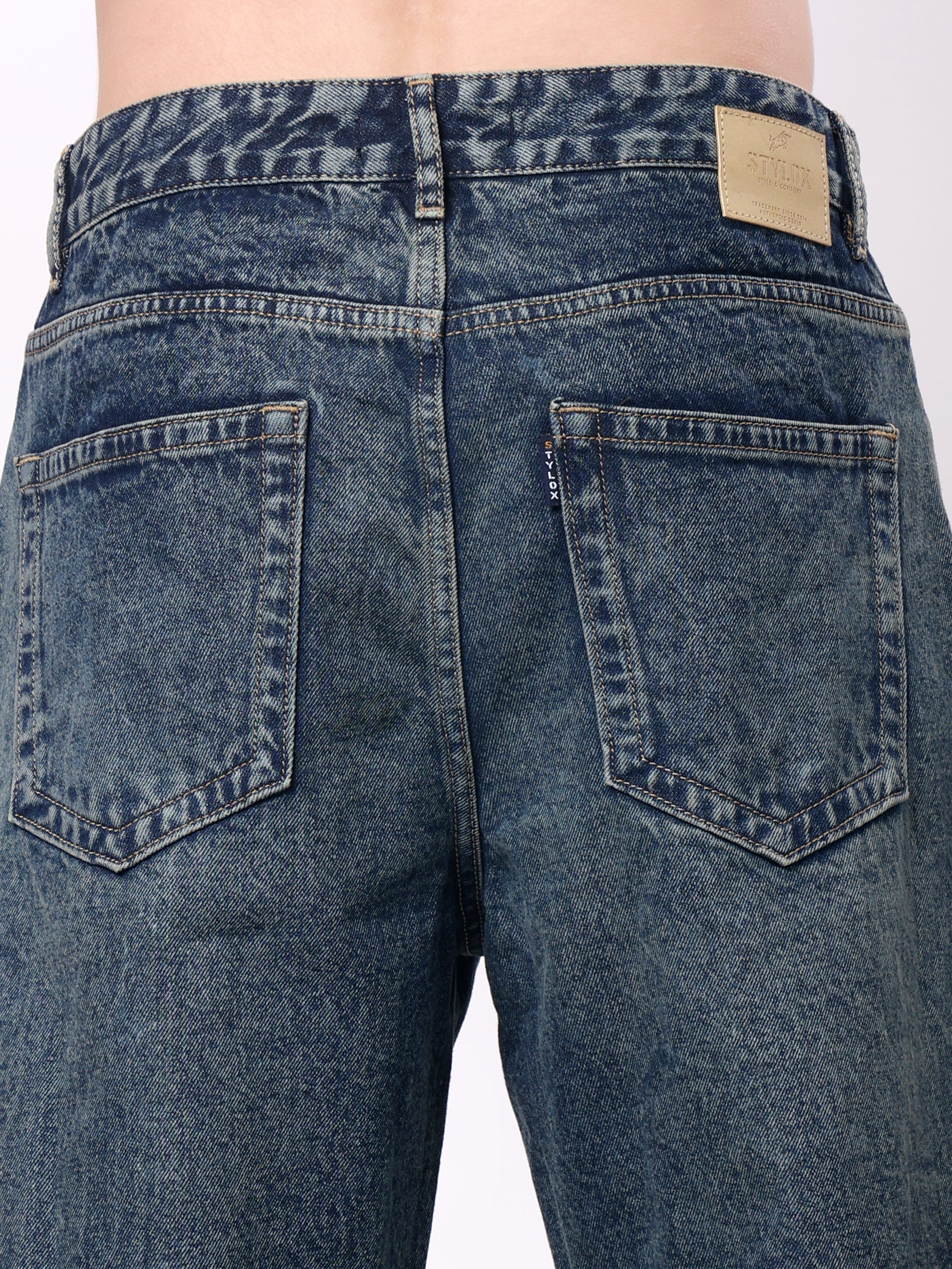 Stylox Men’s Loose Fit Non-Stretch Wide Leg Casual Denim Jeans - Stylox