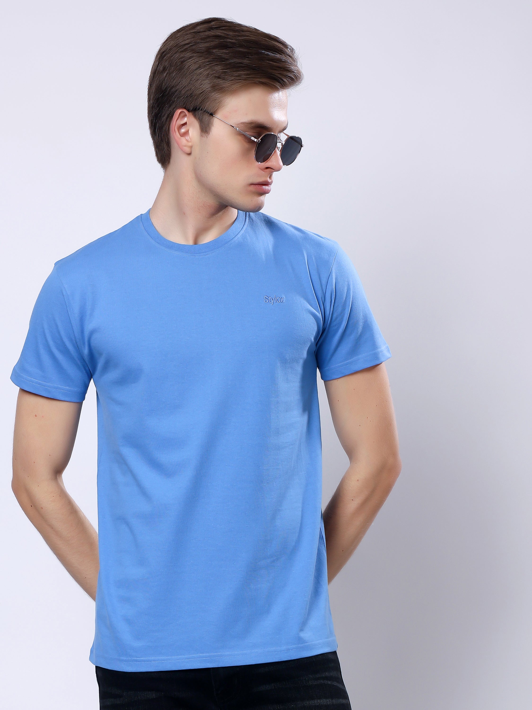 Stylox Men’s Solid Round Neck T-Shirt | Classic Cotton Casual Crew Neck Tee - Stylox