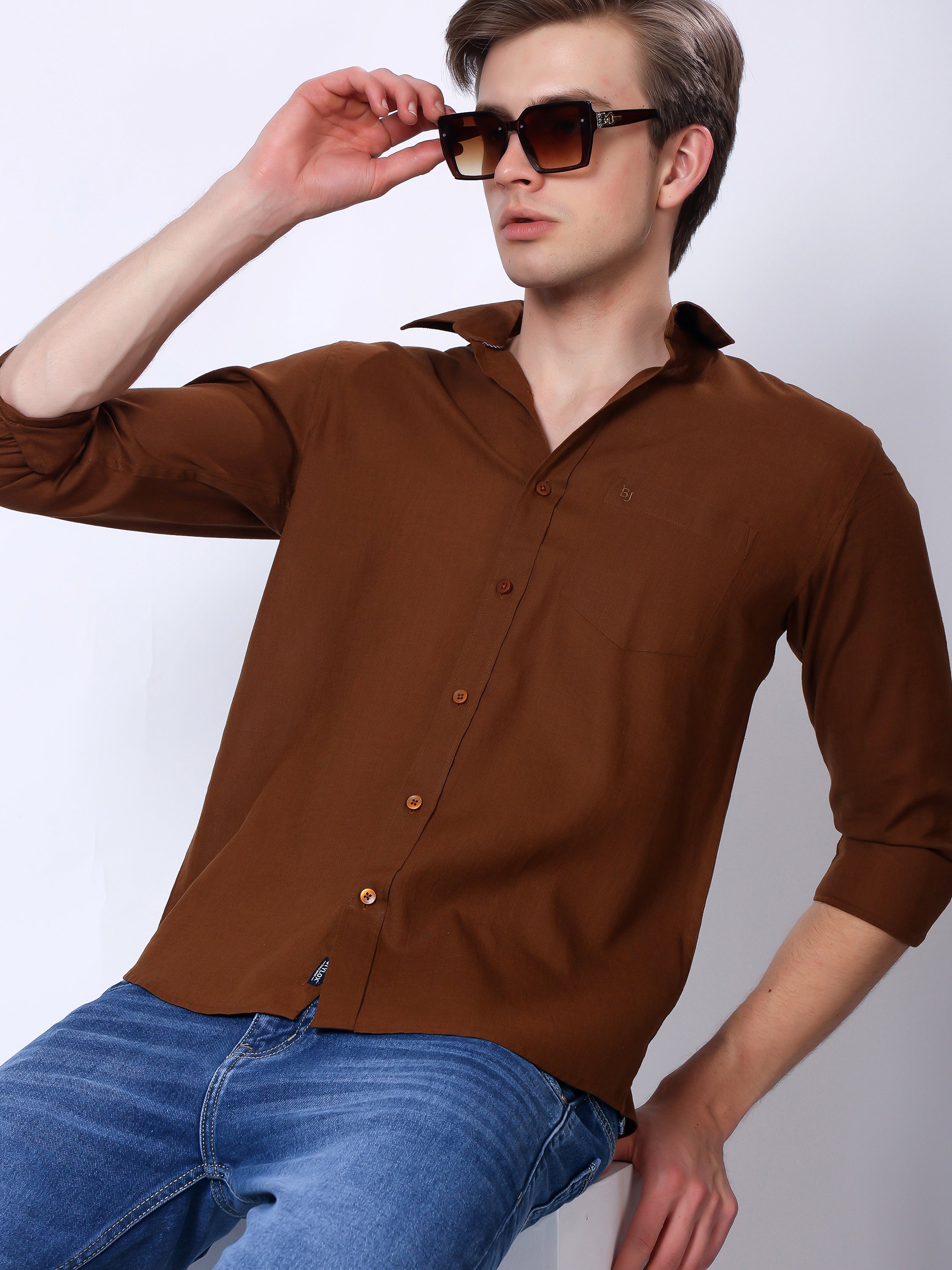 Stylox Men’s Regular Fit Full Sleeve Solid Casual Shirt - Stylox