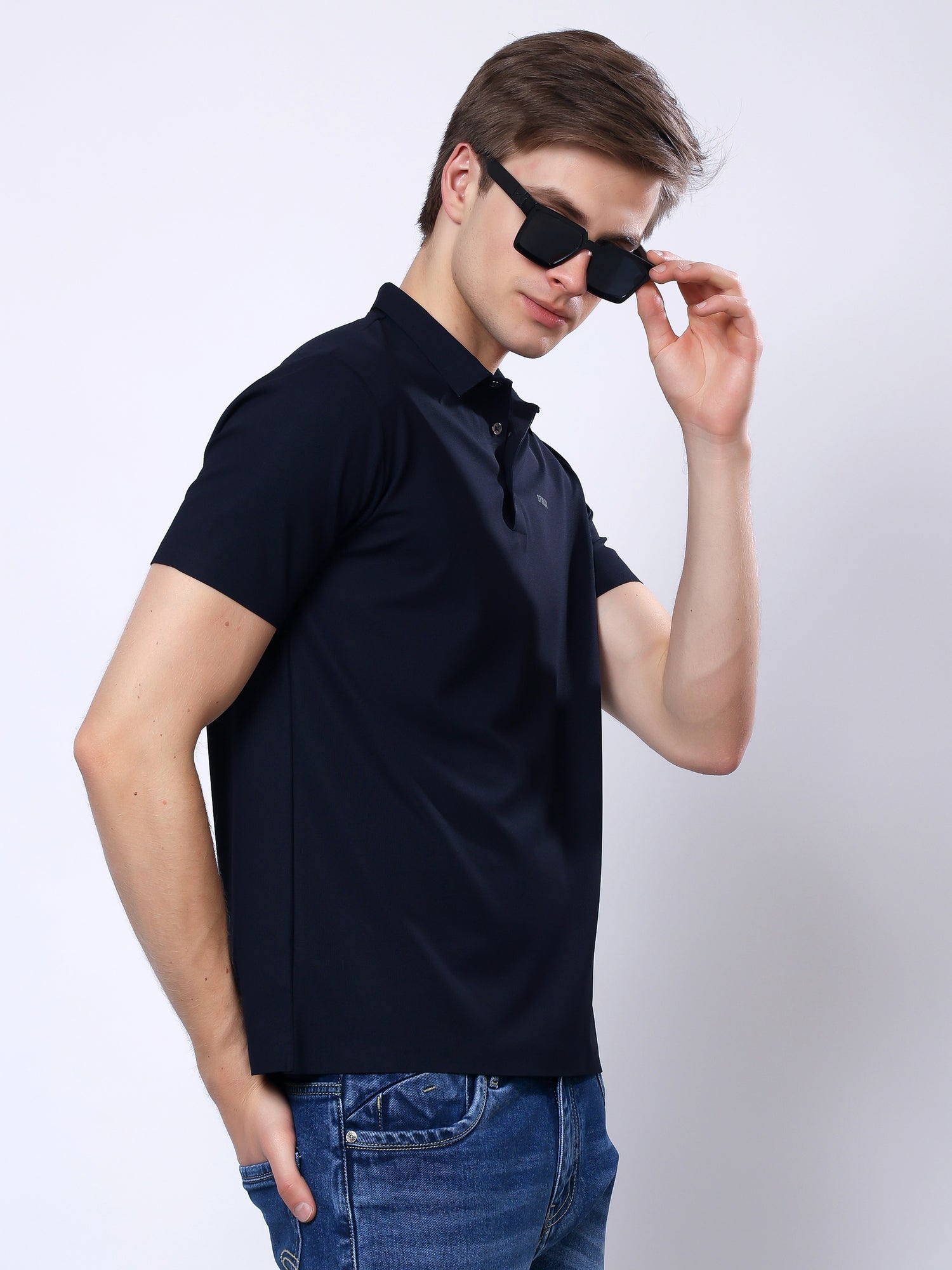 Stylox Men’s Premium Regular Fit Stretchable Polo T-Shirt–Black - Stylox