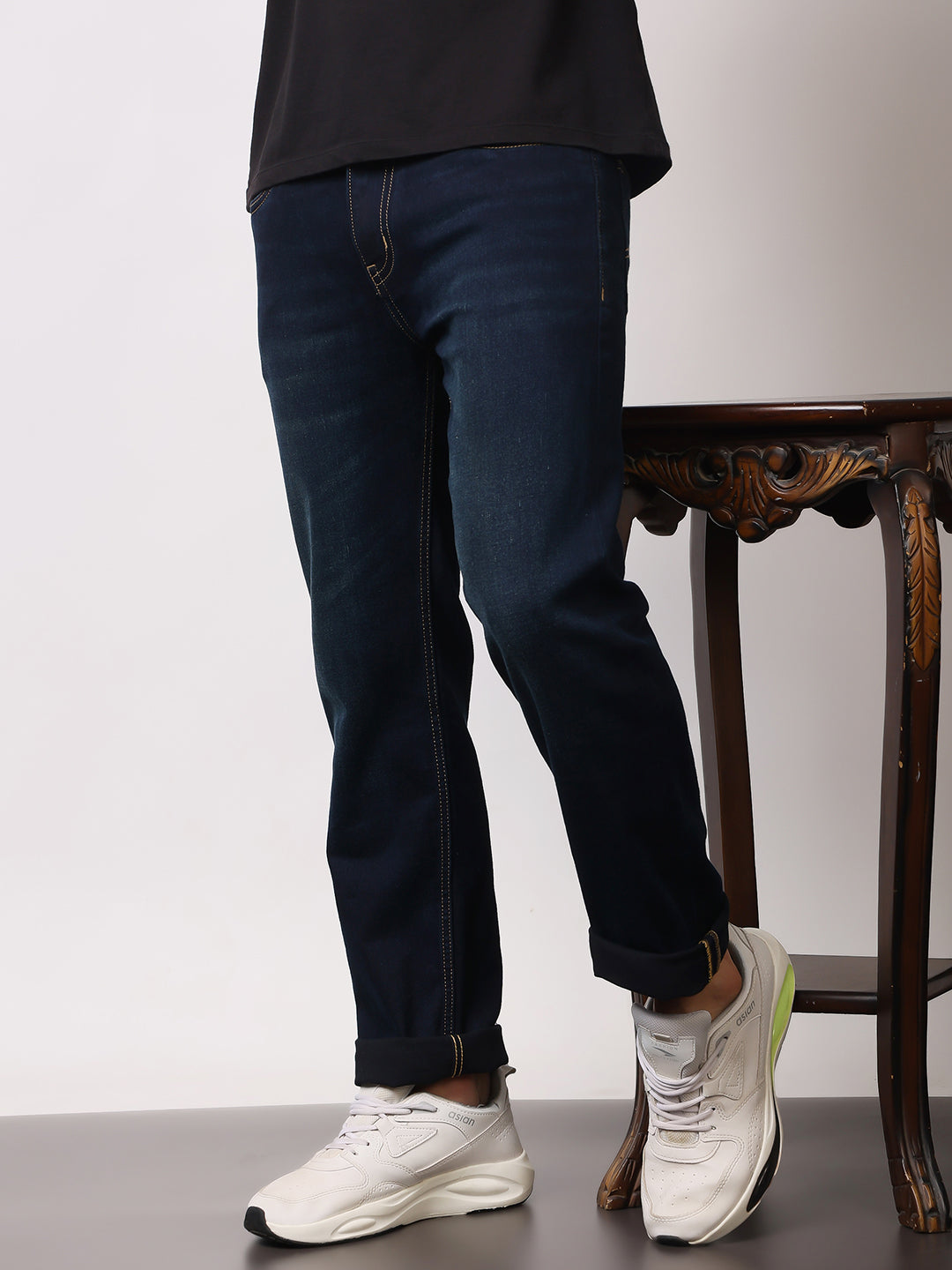 Stylox Men’s Comfort Fit Mid Rise Premium Stretchable Solid Jeans - Stylox