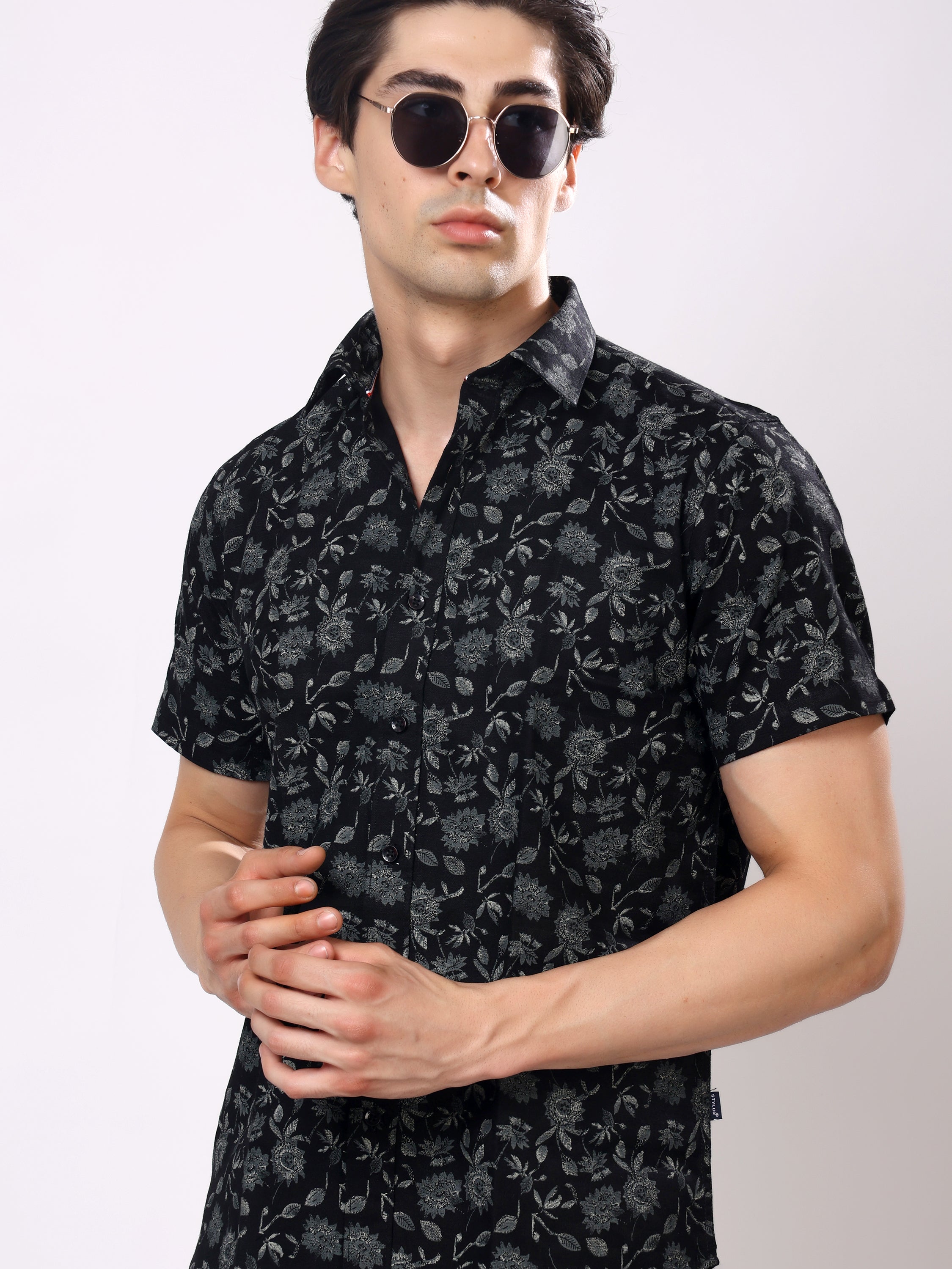 Stylox Men’s Regular Fit Half Sleeve Stylish Floral Printed Casual Summer Shirt - Stylox