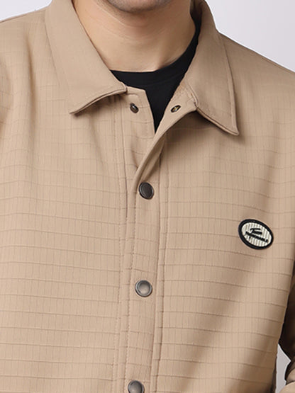 Stylox Men’s Textured Button-Down Shacket – Lightweight Casual Jacket for Winter &amp; Fall