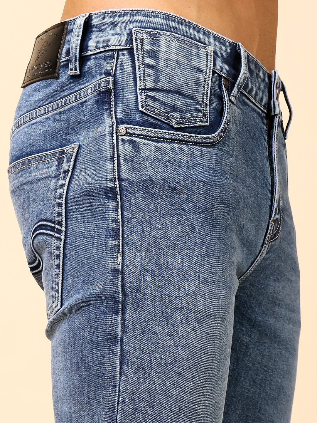 Stylox Men’s Ankle Fit Stretchable Washed Denim Jeans - Stylox