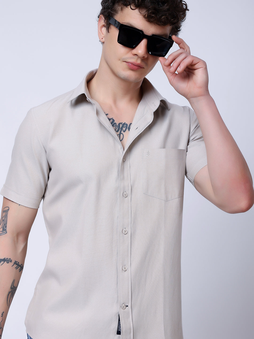 Stylox Men’s Regular Fit Half Sleeve Solid Casual Shirt-Lilac - Stylox