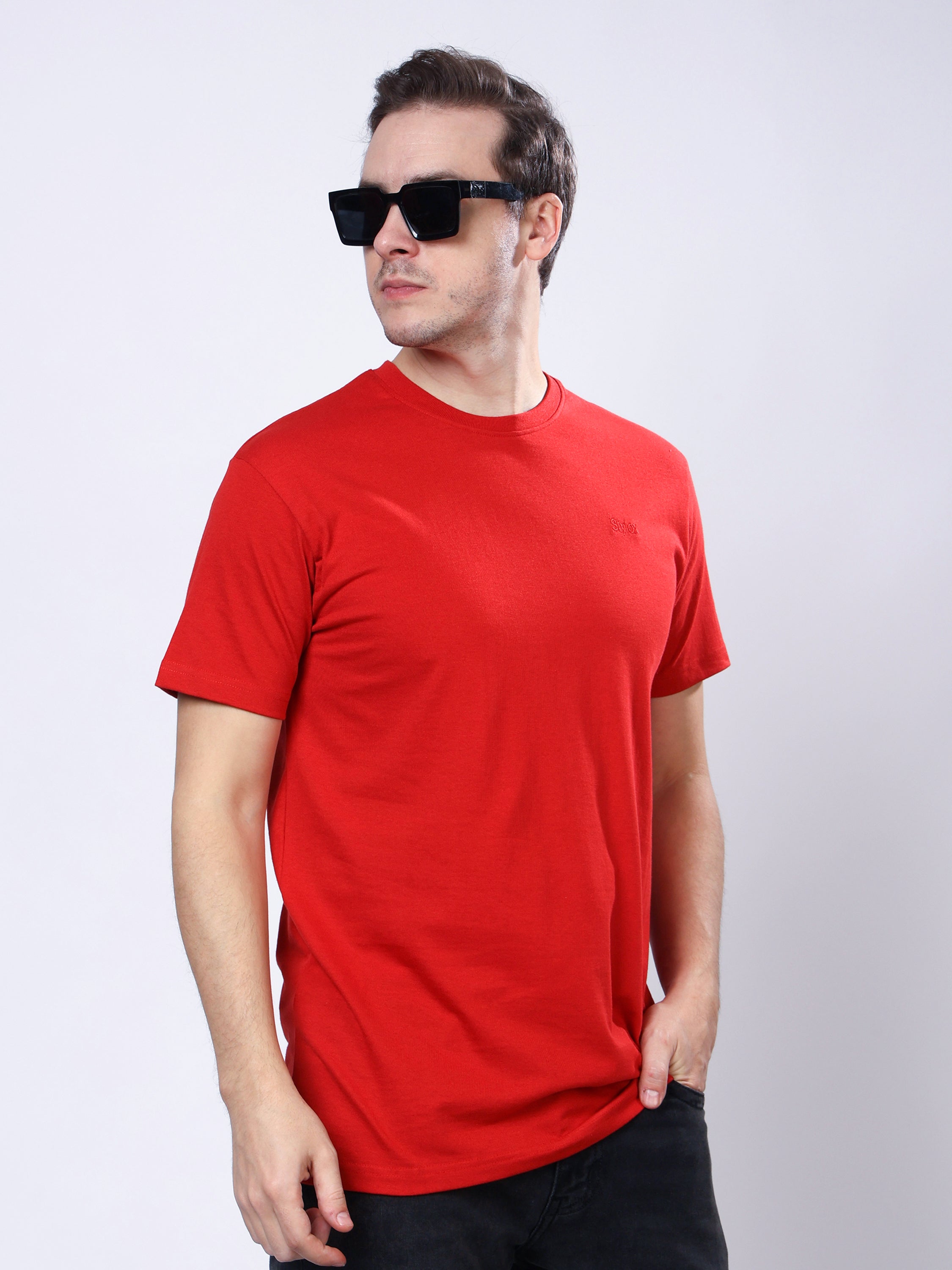 Stylox Men’s Solid Round Neck T-Shirt | Classic Cotton Casual Crew Neck Tee - Stylox