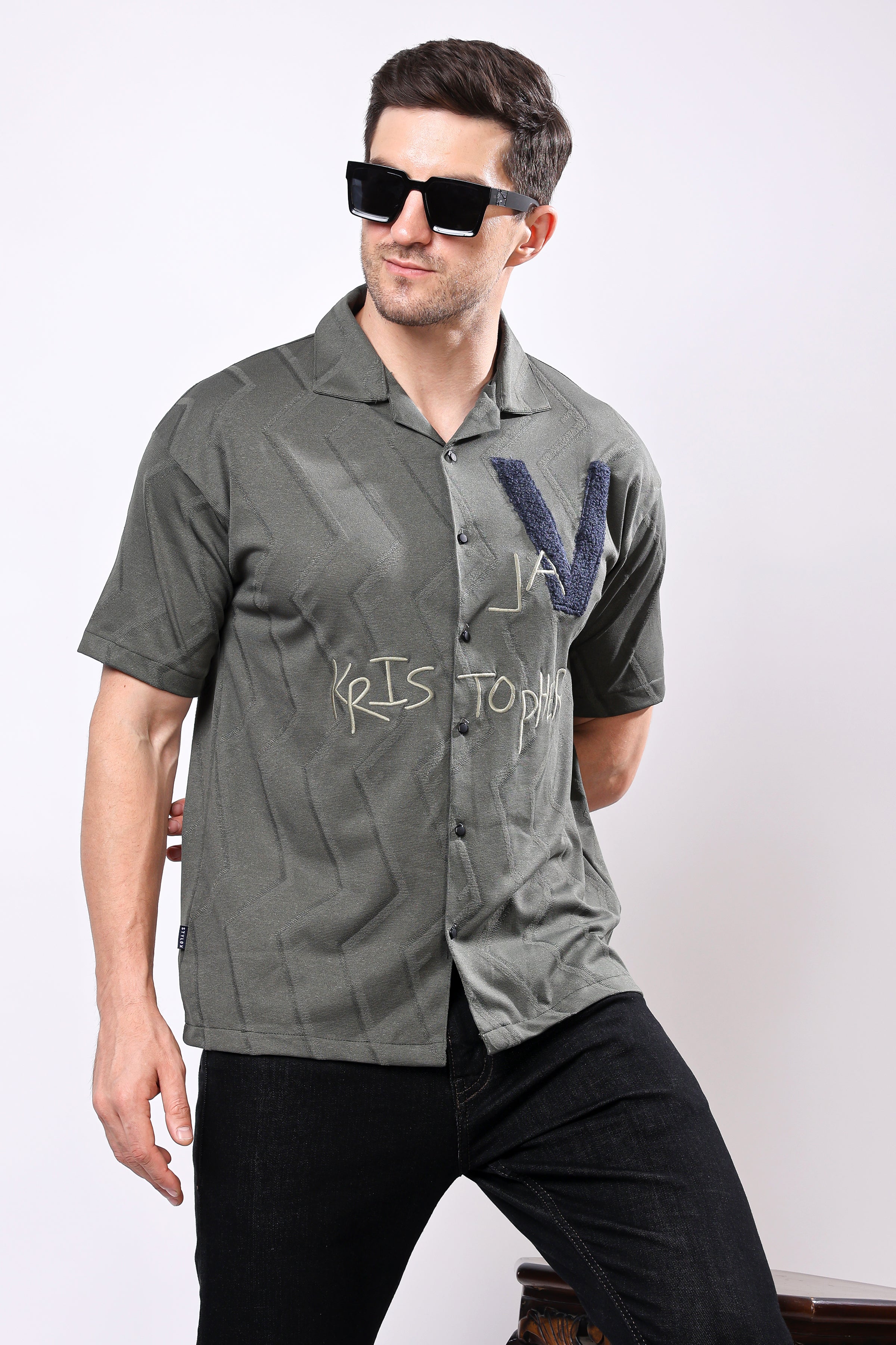 Stylox Men's Front Open Half Sleeve Printed Casual Shirt – Lightweight Cotton Blend Summer Wear with Stylish Print - Stylox