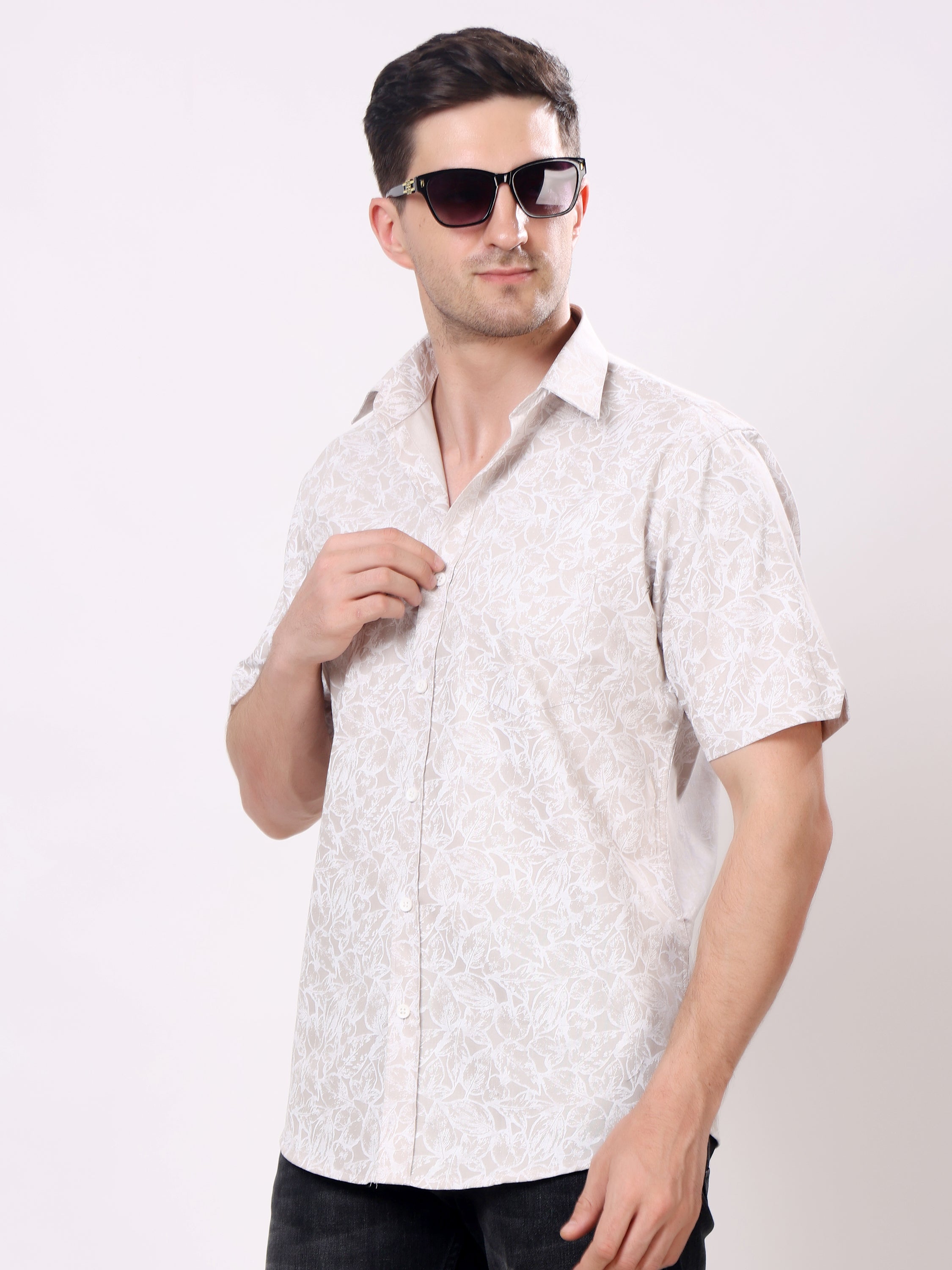 Stylox Men’s Regular Fit Half Sleeve Floral Printed Casual Summer Shirt - Stylox