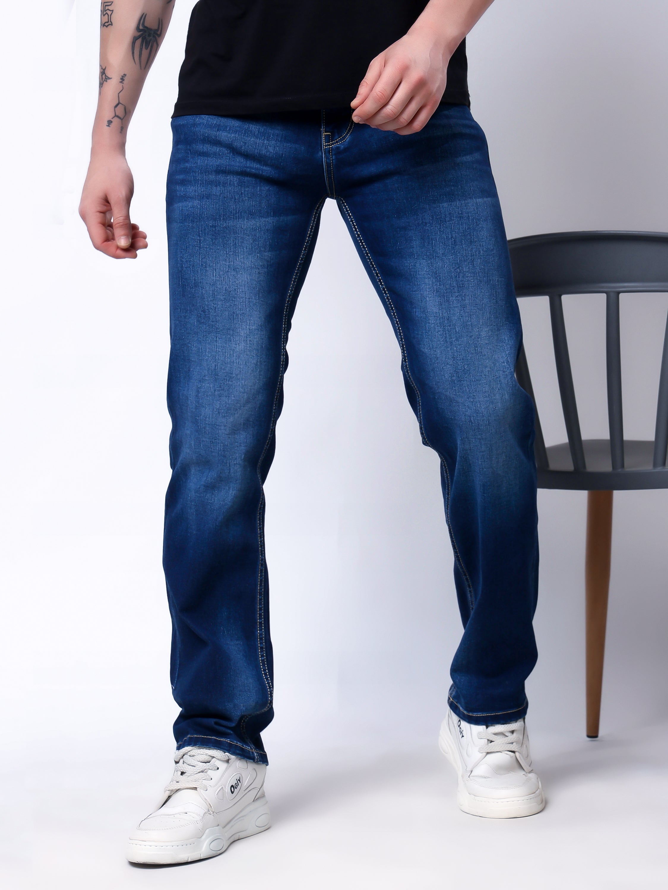 Stylox Men’s Comfort Fit Stretchable Denim Jeans-Dark Blue - Stylox