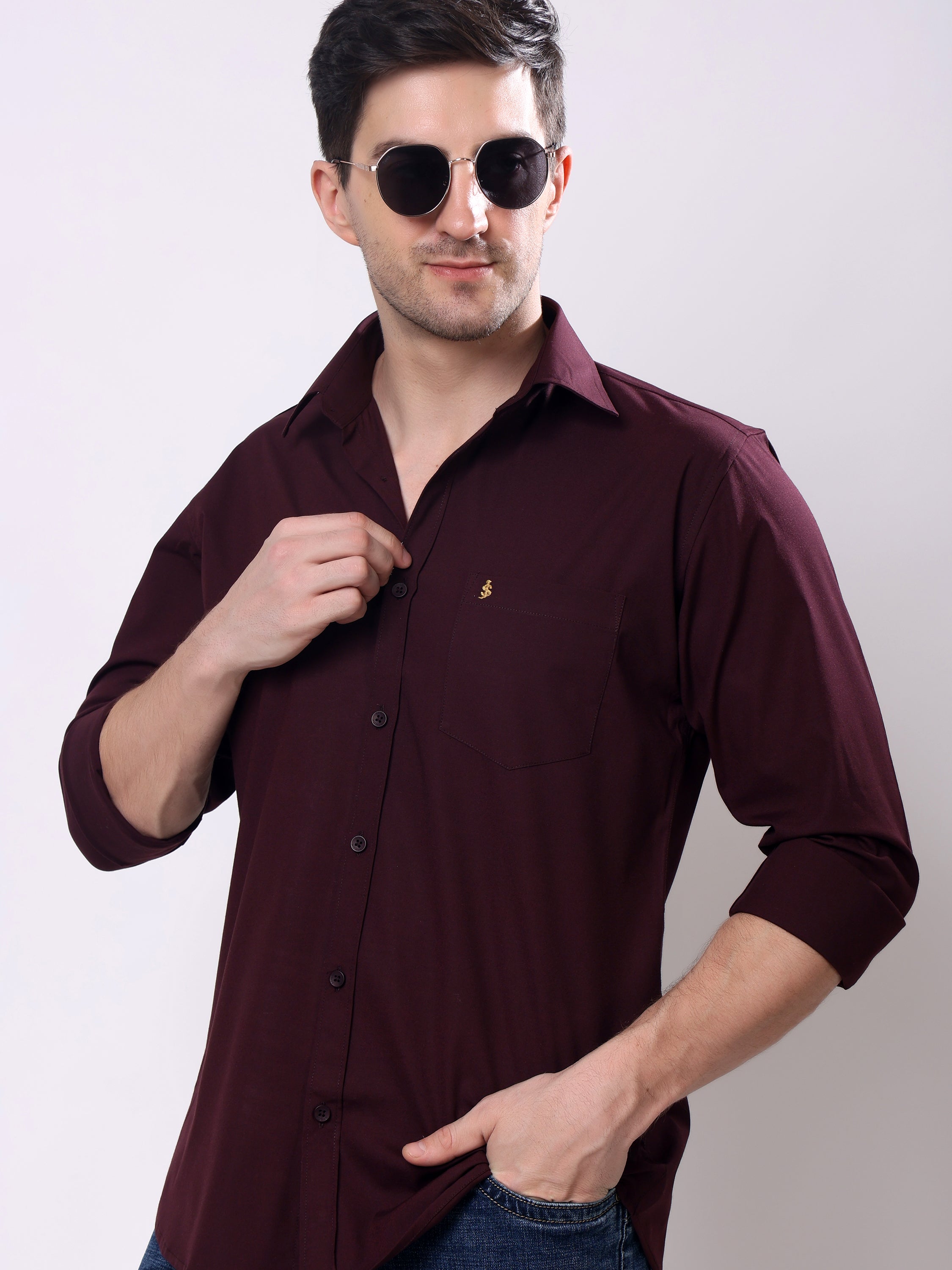 Stylox Men’s Regular Fit Full Sleeve Solid Casual Shirt - Stylox
