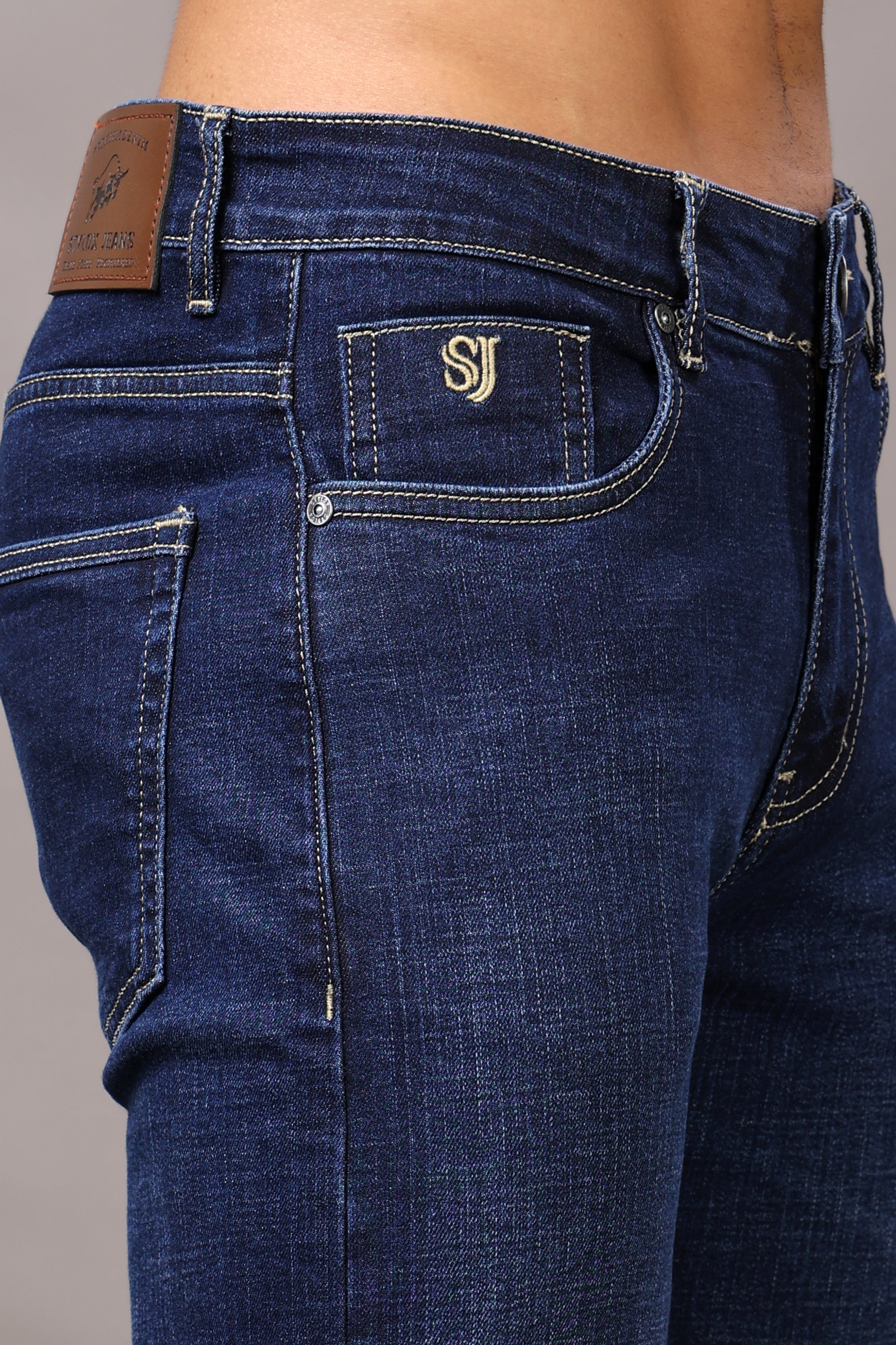 Stylox Men’s Slim Fit Denim Jeans - Dark Blue & Mid Dark Blue