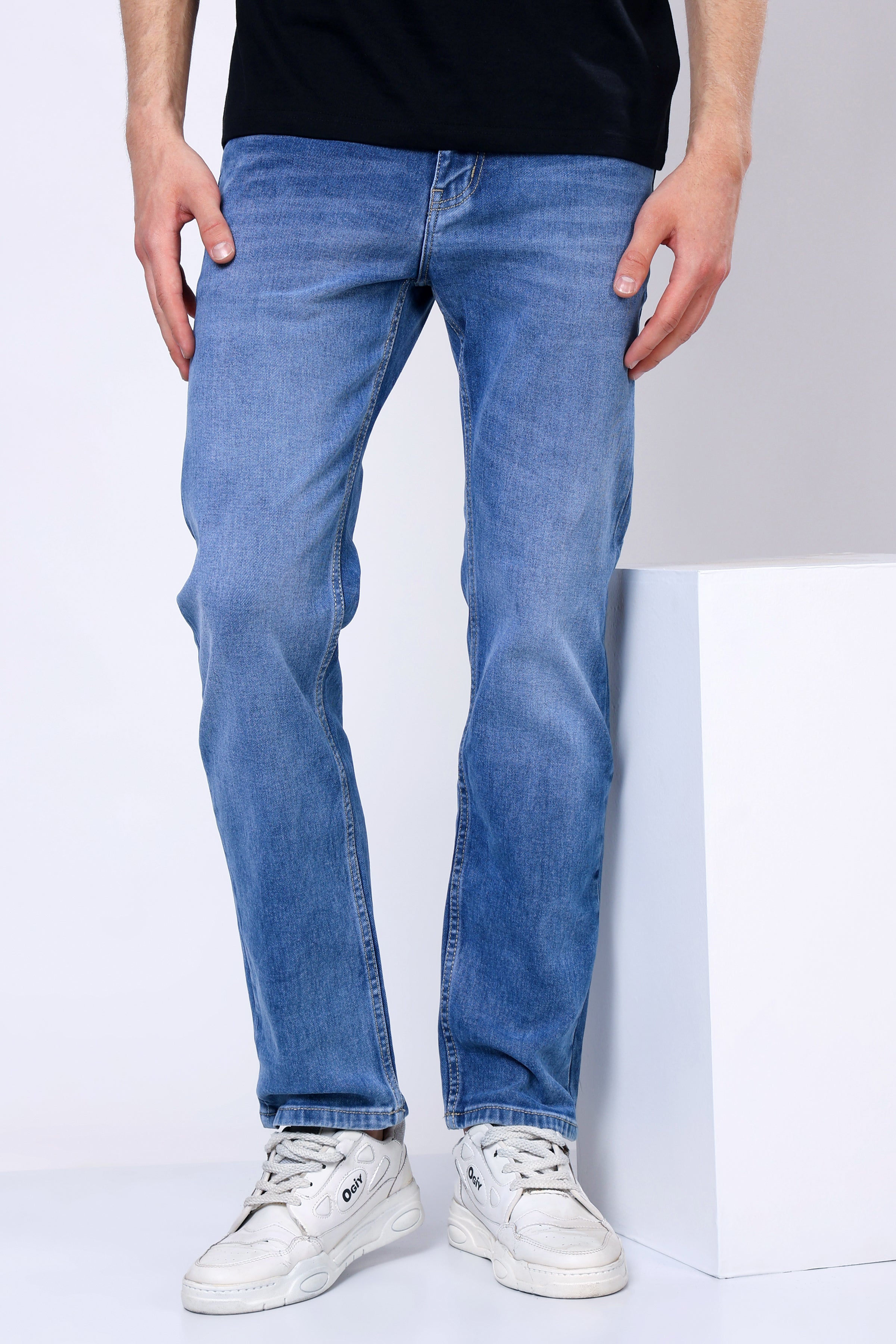 Stylox Men’s Mid-Rise Comfort Fit Stretchable Dark Blue Denim Jeans - Stylox