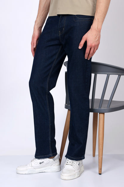Stylox Men’s Mid-Rise Comfort Fit Dark Blue Stretchable Denim Jeans - Stylox